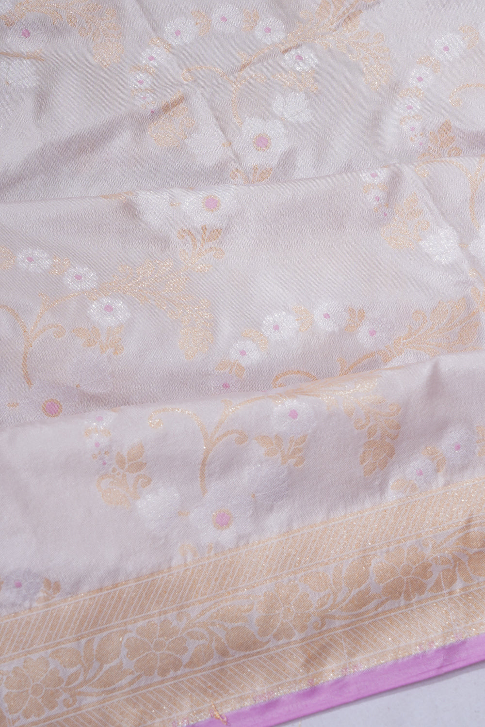 Banarasi Silk Brocade Pastel Grey Saree