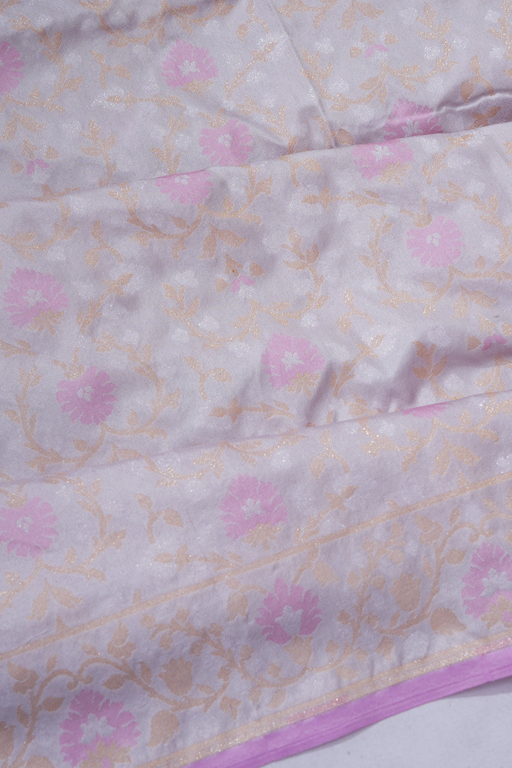 Banarasi Silk Brocade Pastel Grey Saree