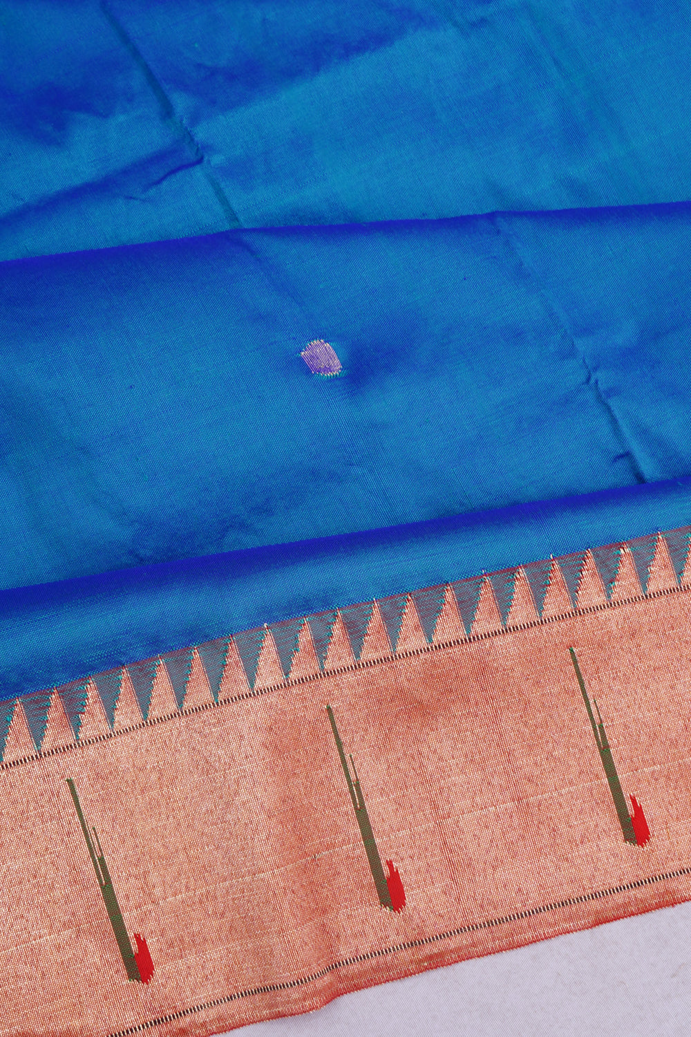 Paithani Silk Butta Royal Blue Saree With Single Muniya Border