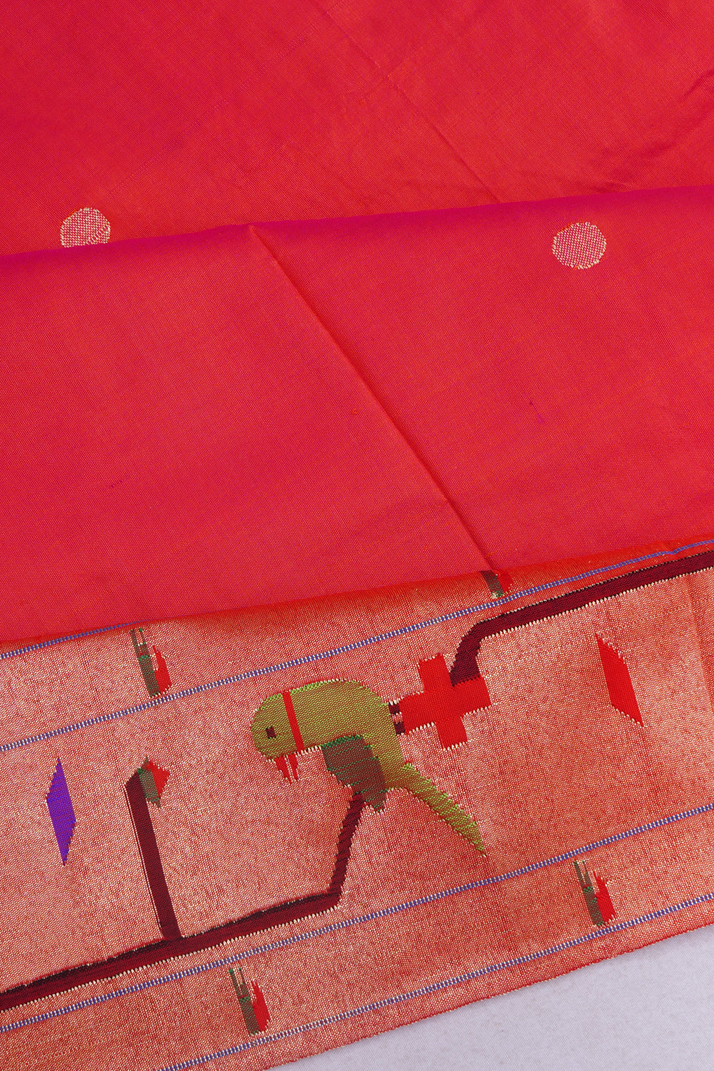 Paithani Silk Butta Pink Saree With Akruthi Border