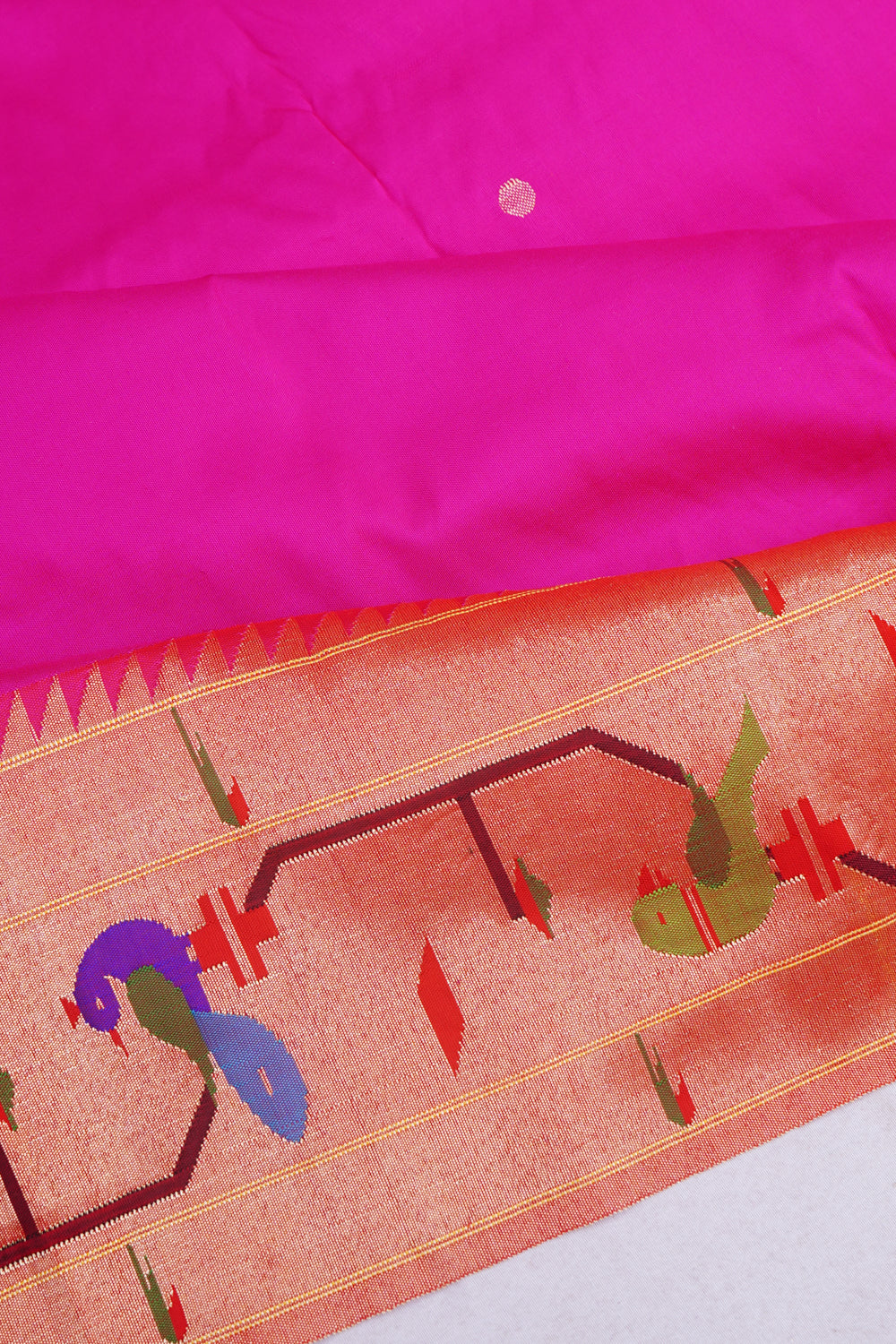 Paithani Silk Butta Pink Saree With Akruthi Border