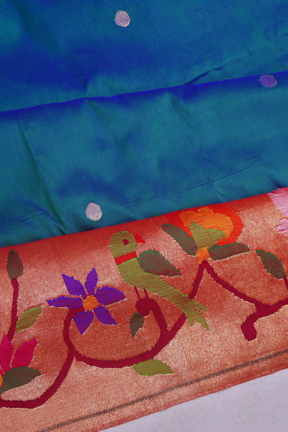 Paithani Silk Butta Blue Saree