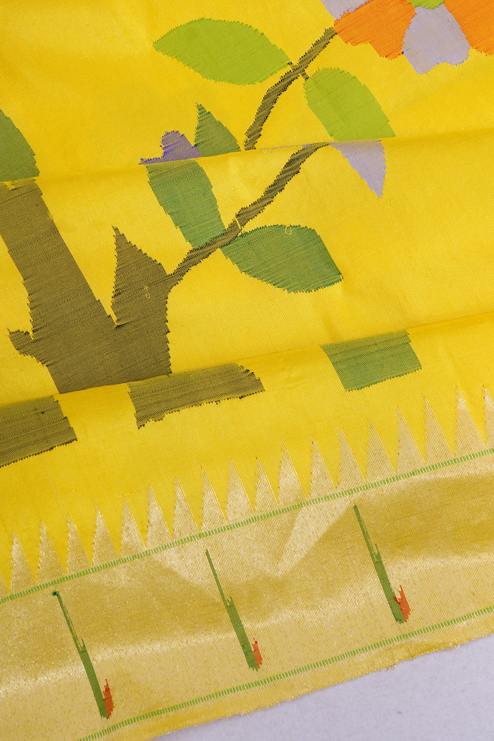 Paithani Silk All Over Jaal Yellow Saree