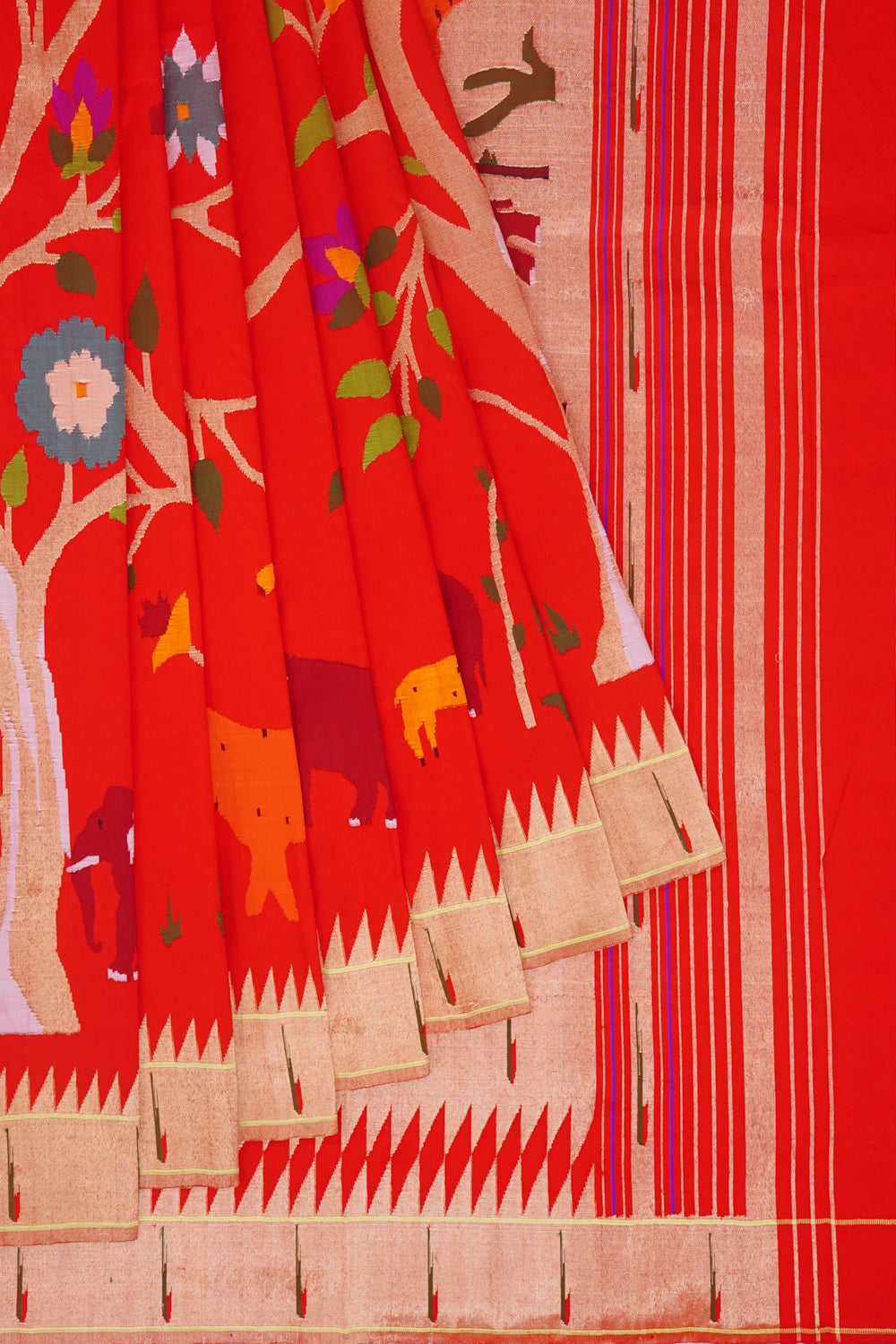 Paithani Silk All Over Jaal Red Saree