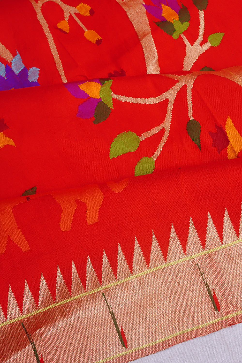 Paithani Silk All Over Jaal Red Saree