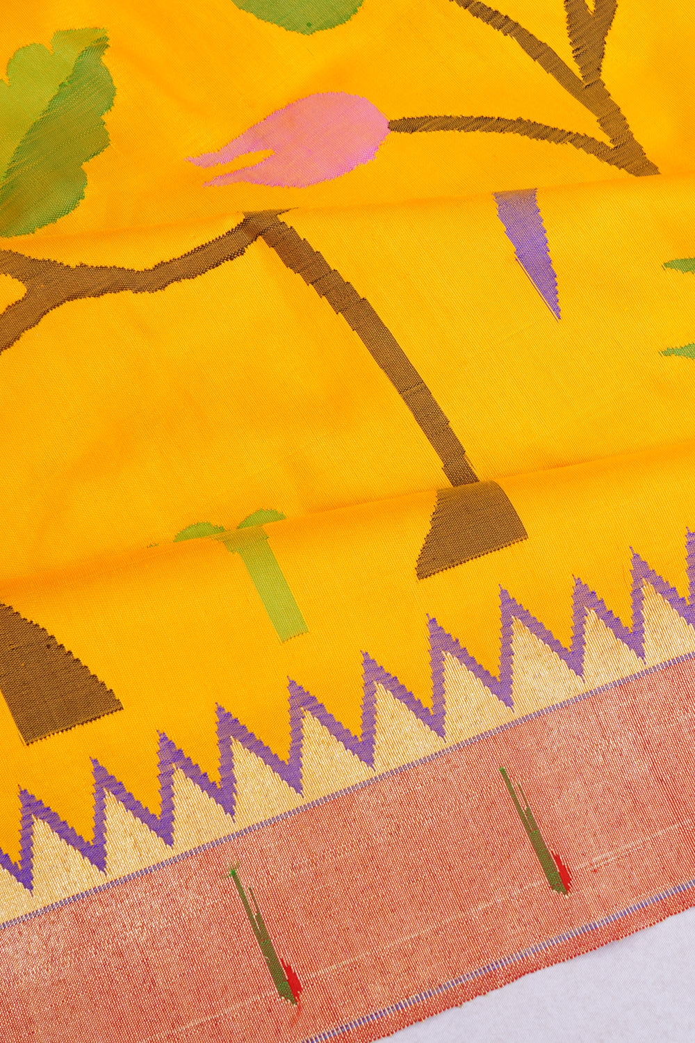 Paithani Silk All Over Jaal Yellow Saree