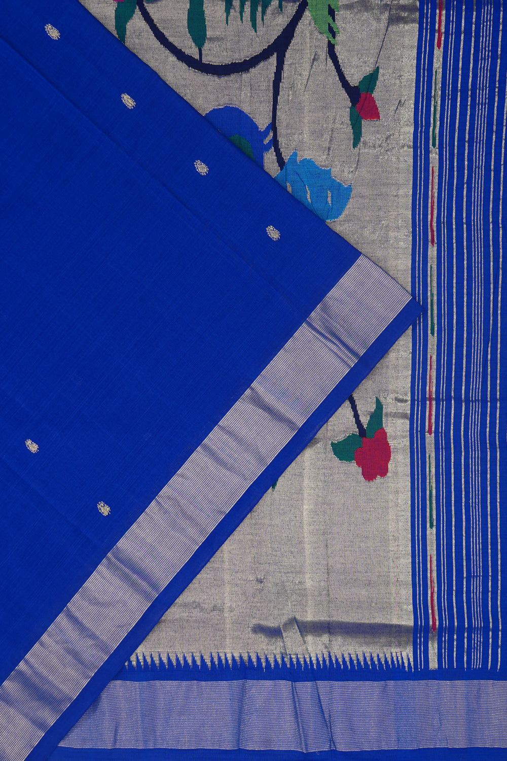 Paithani Cotton Butta Royal Blue Saree