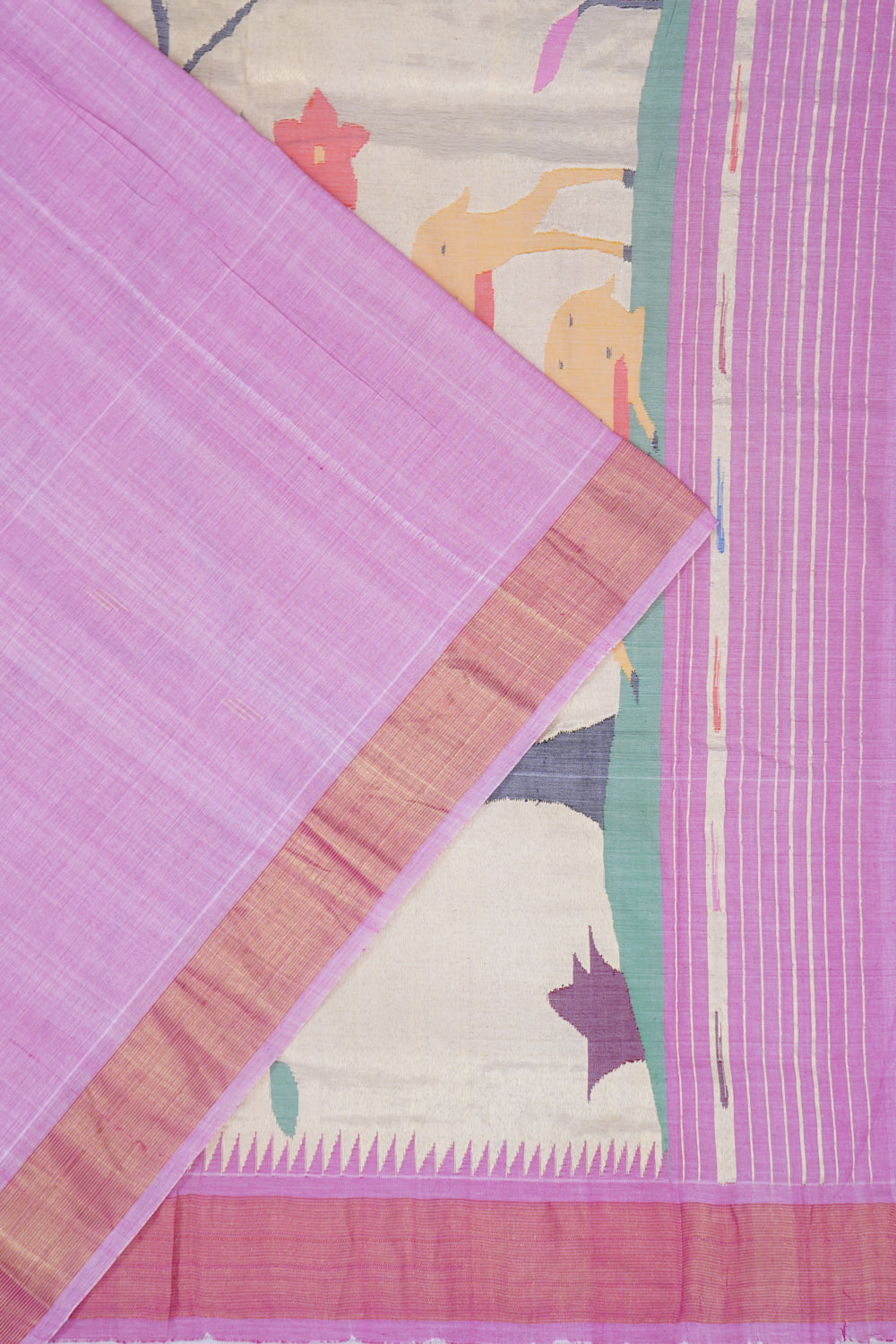 Paithani Cotton Butta Pink Saree