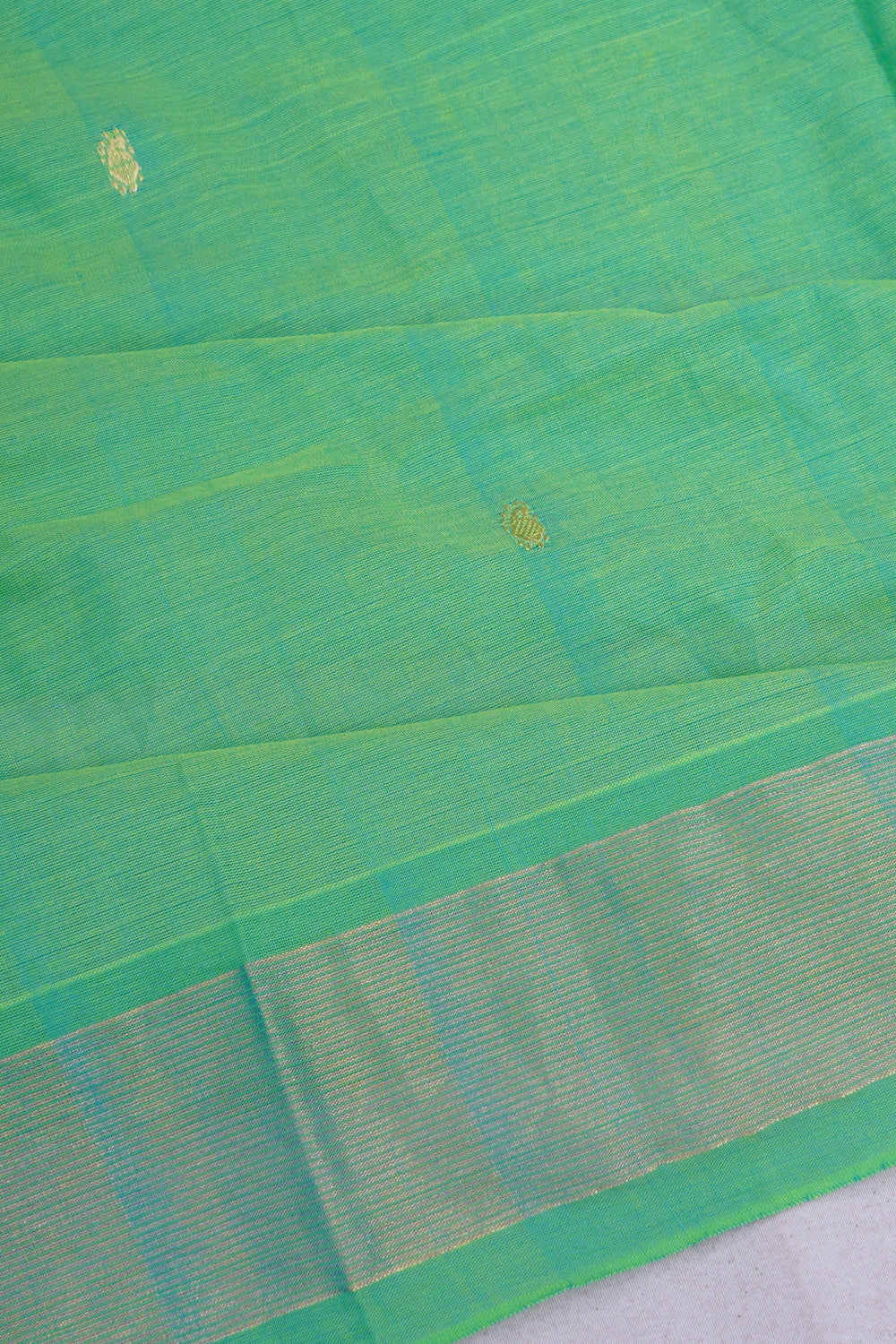 Paithani Cotton Butta Green Saree