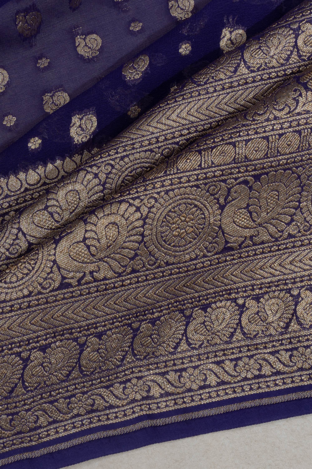 Banarasi Georgette Butta Navy Blue Saree