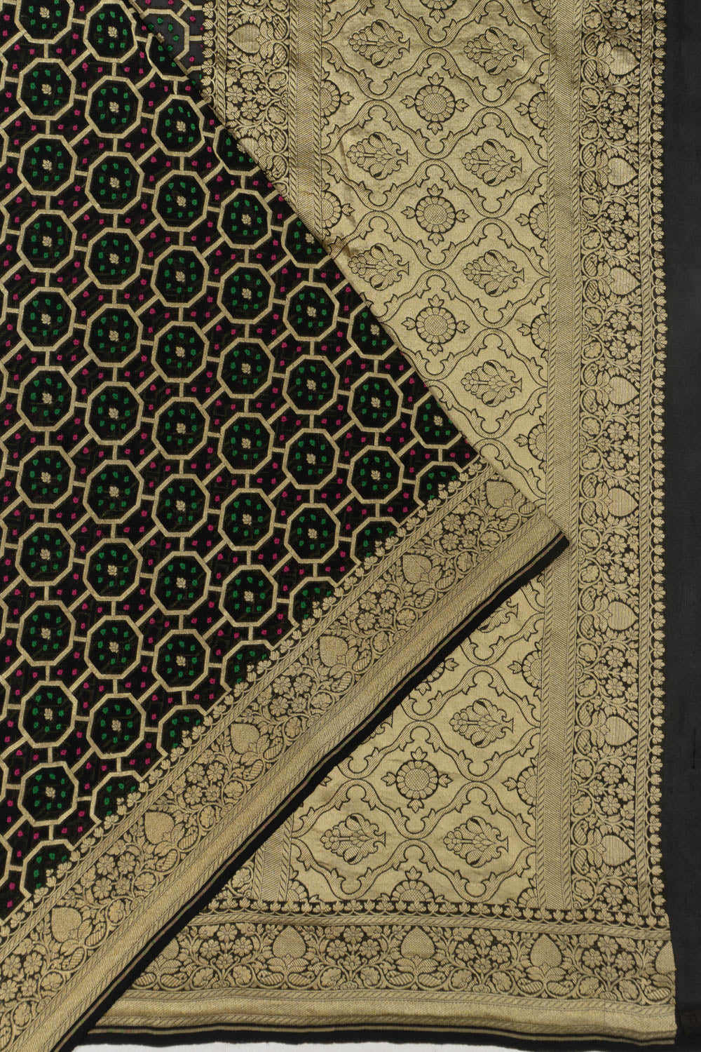 Banarasi Georgette Bandhani Inspired Brocade Black Saree
