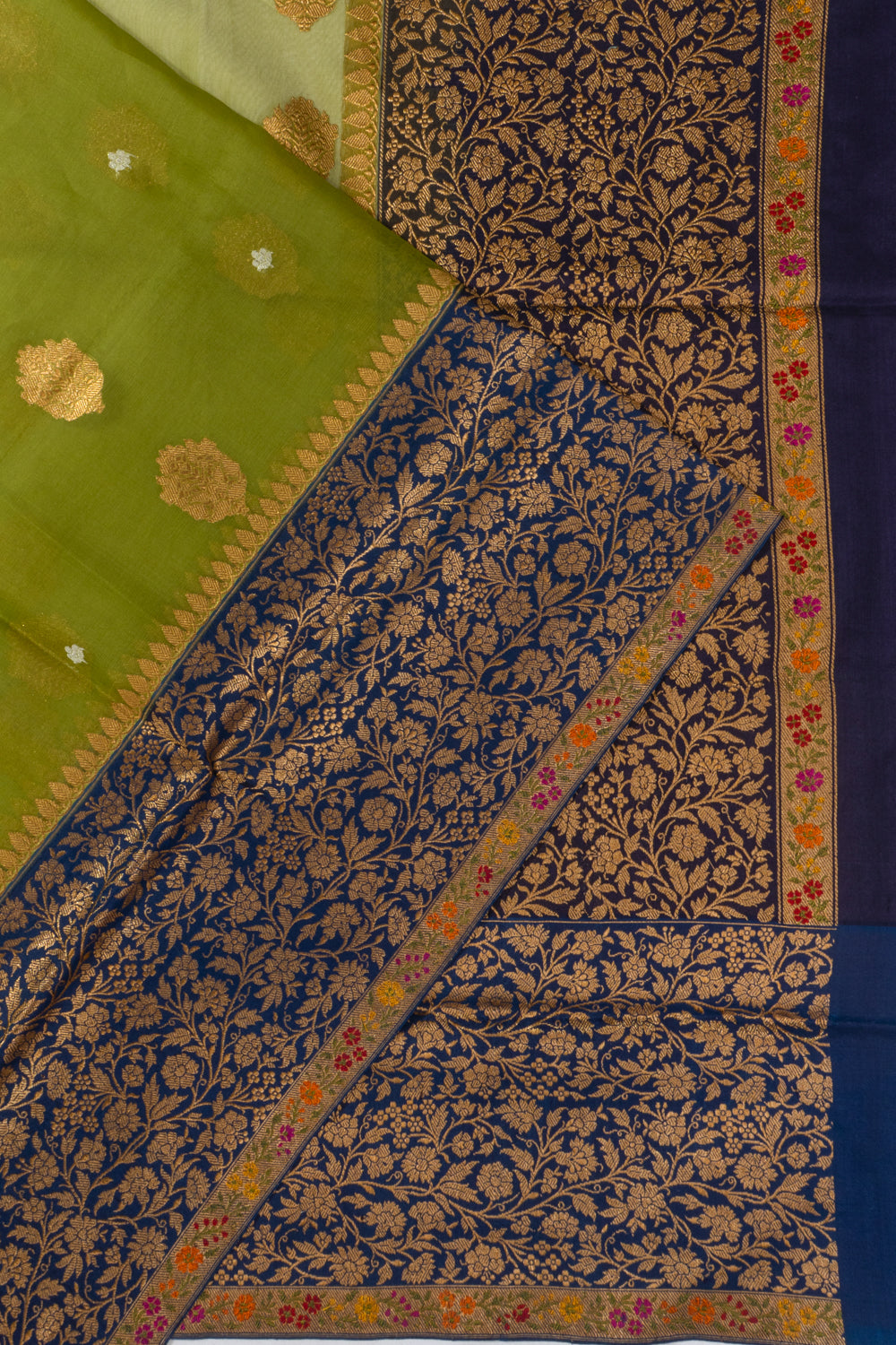 Banarasi Kora Organza Butta Green Saree