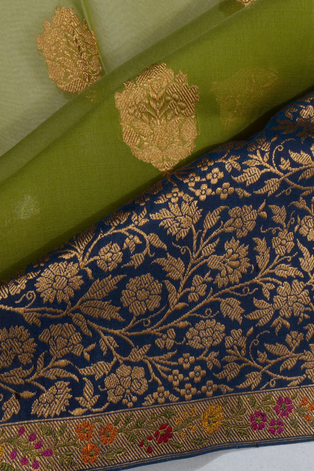 Banarasi Kora Organza Butta Green Saree