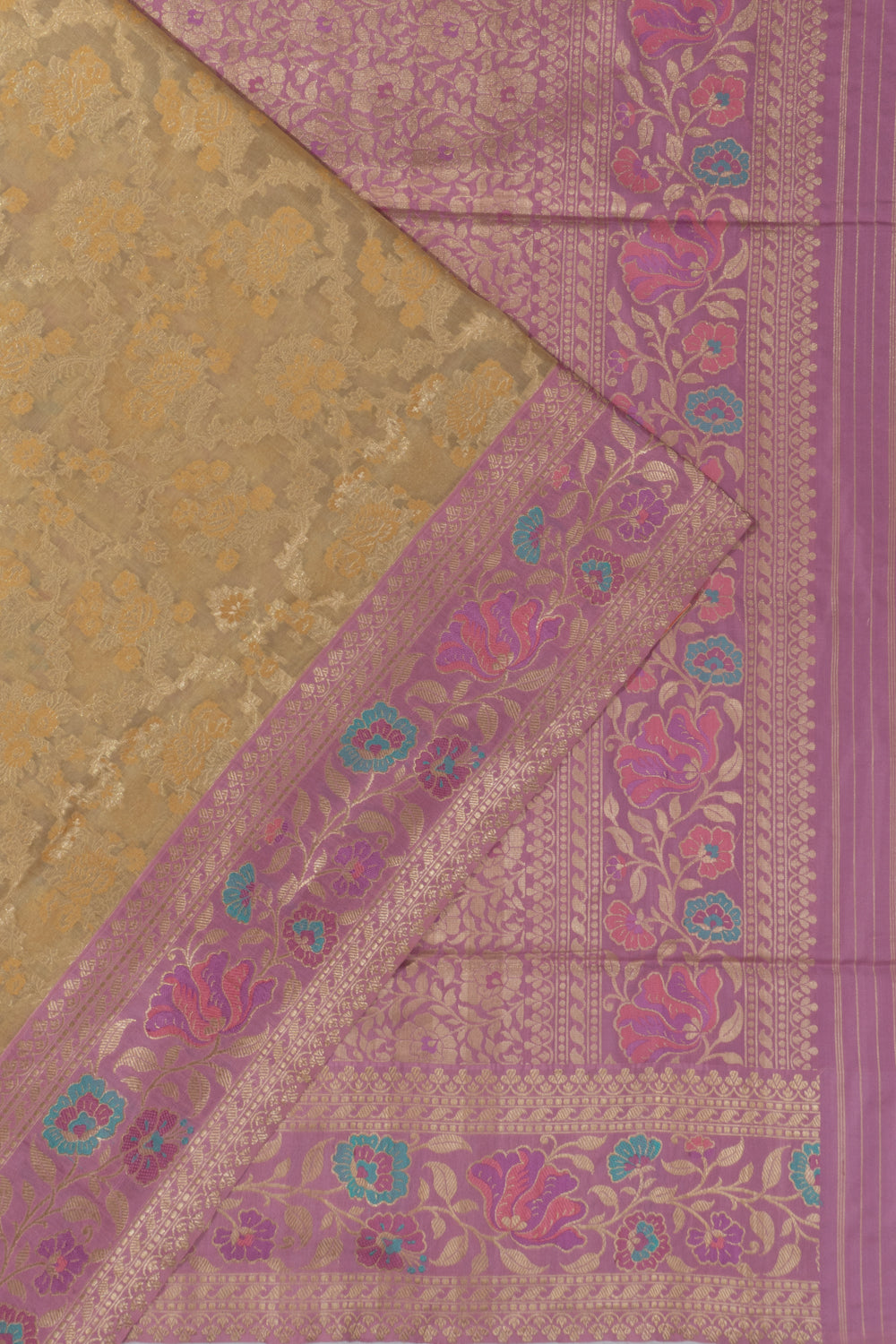 Banarasi Kora Organza Jaal Cream Saree