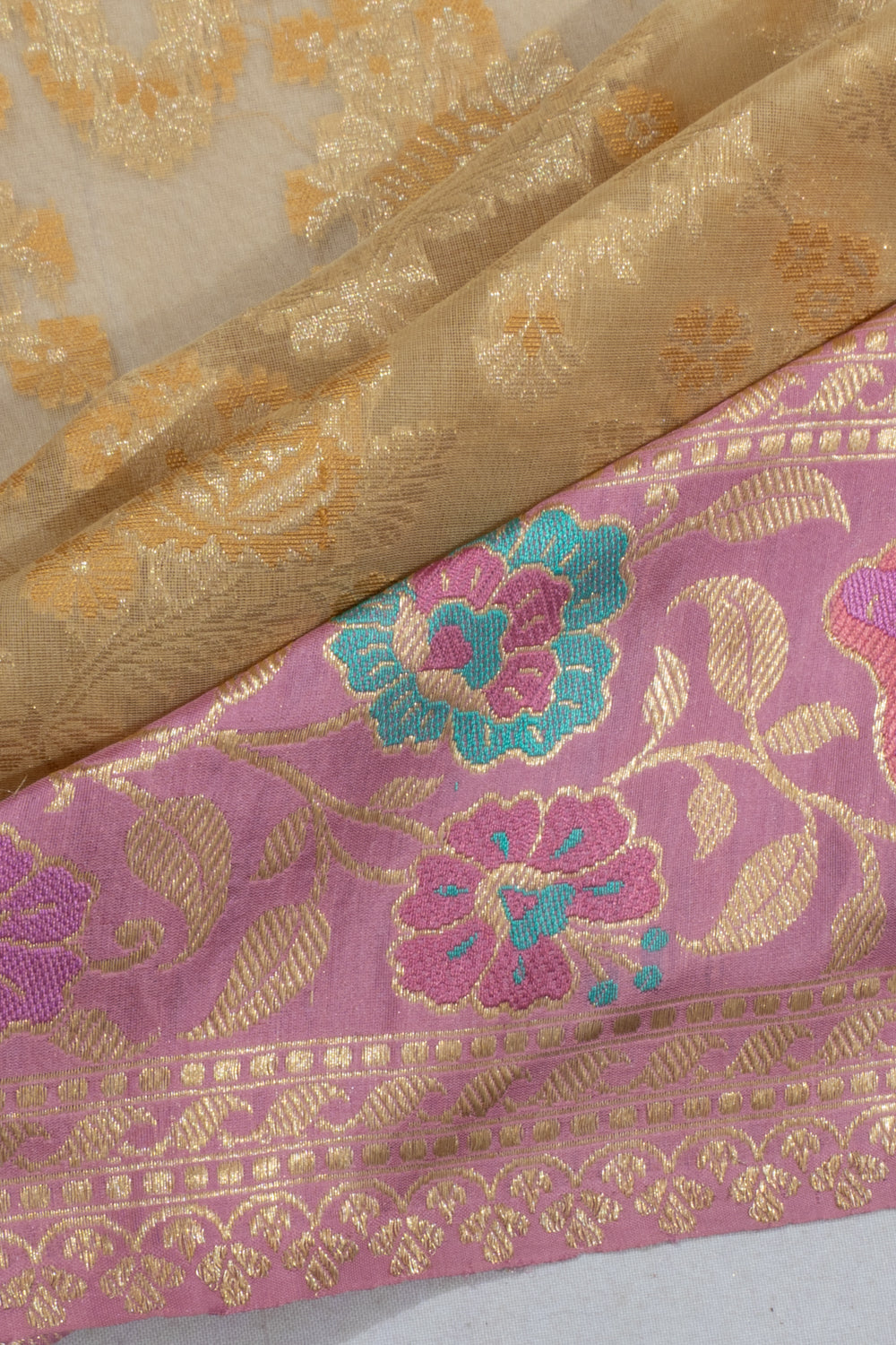 Banarasi Kora Organza Jaal Cream Saree
