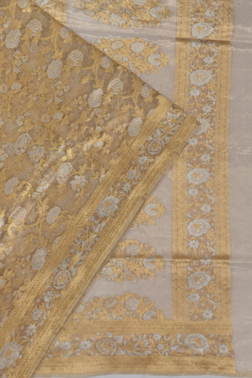 Banarasi Kora Organza Tissue Gold Saree