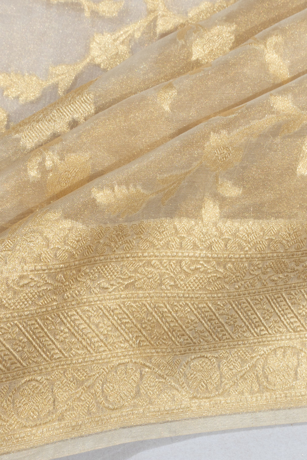 Banarasi Kora Organza Tissue Cream Saree