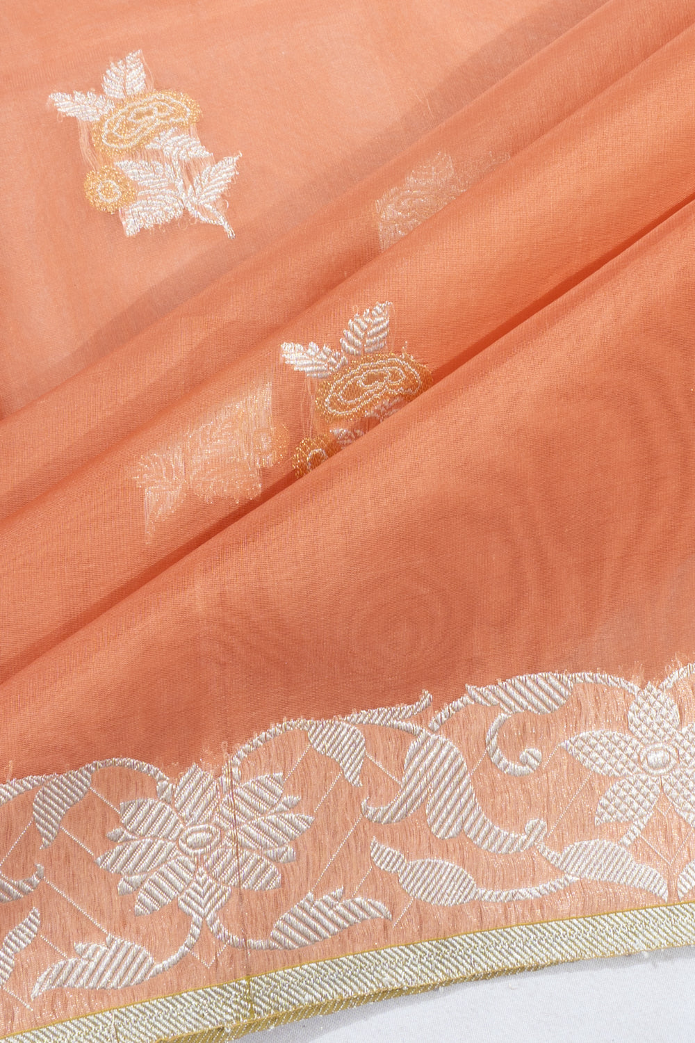 Banarasi Kora Organza Butta Orange Saree