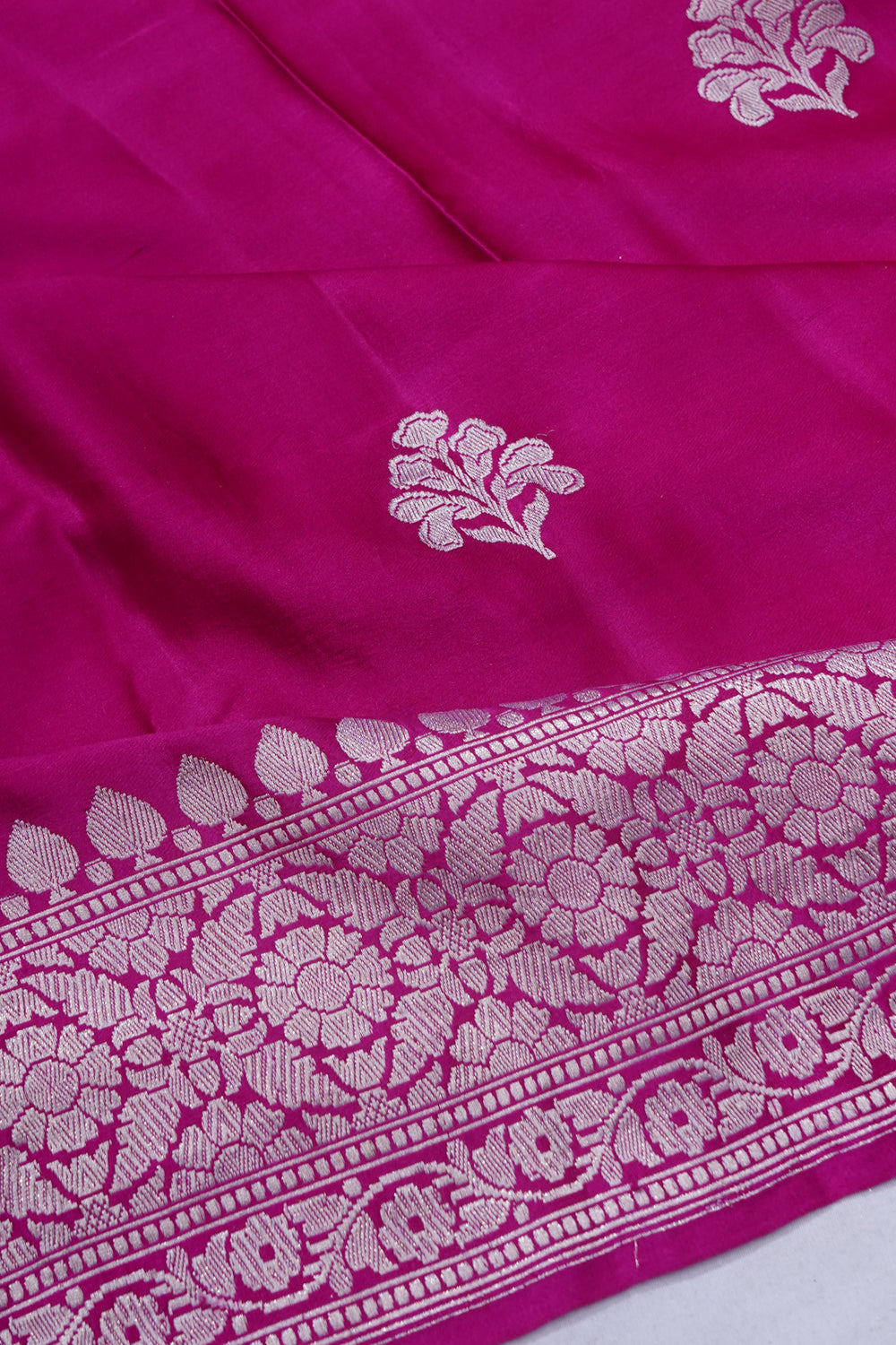 Banarasi Satin Butta Rani Pink Saree