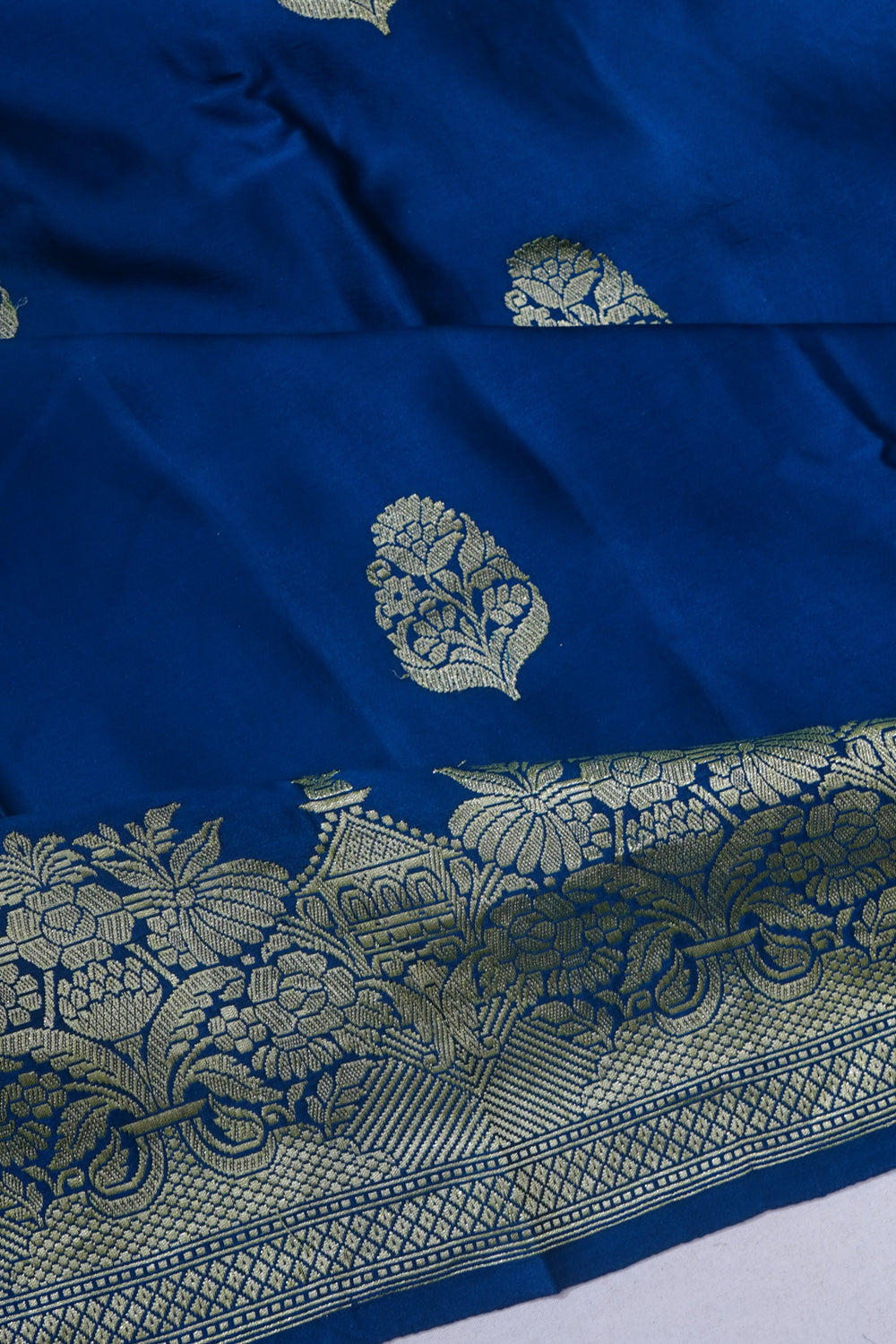 Banarasi Satin Butta Blue Saree