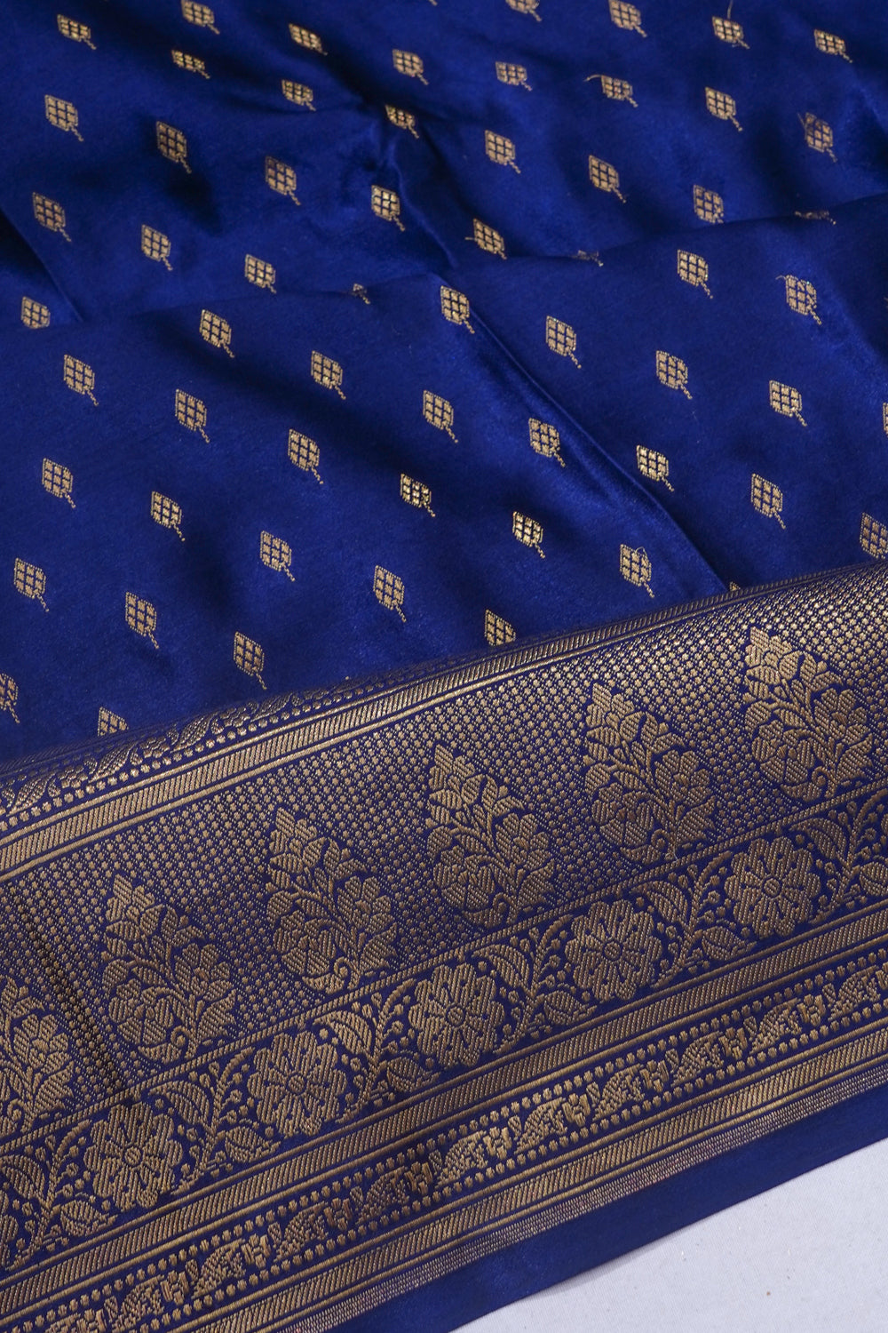 Banarasi Satin Brocade Dark Blue Saree