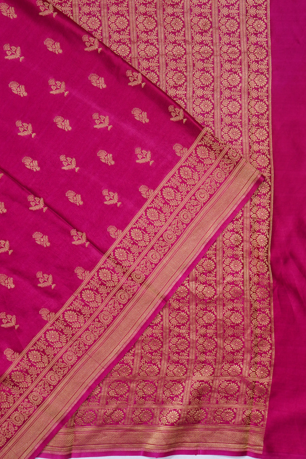 Banarasi Satin Butta Rani Pink Saree