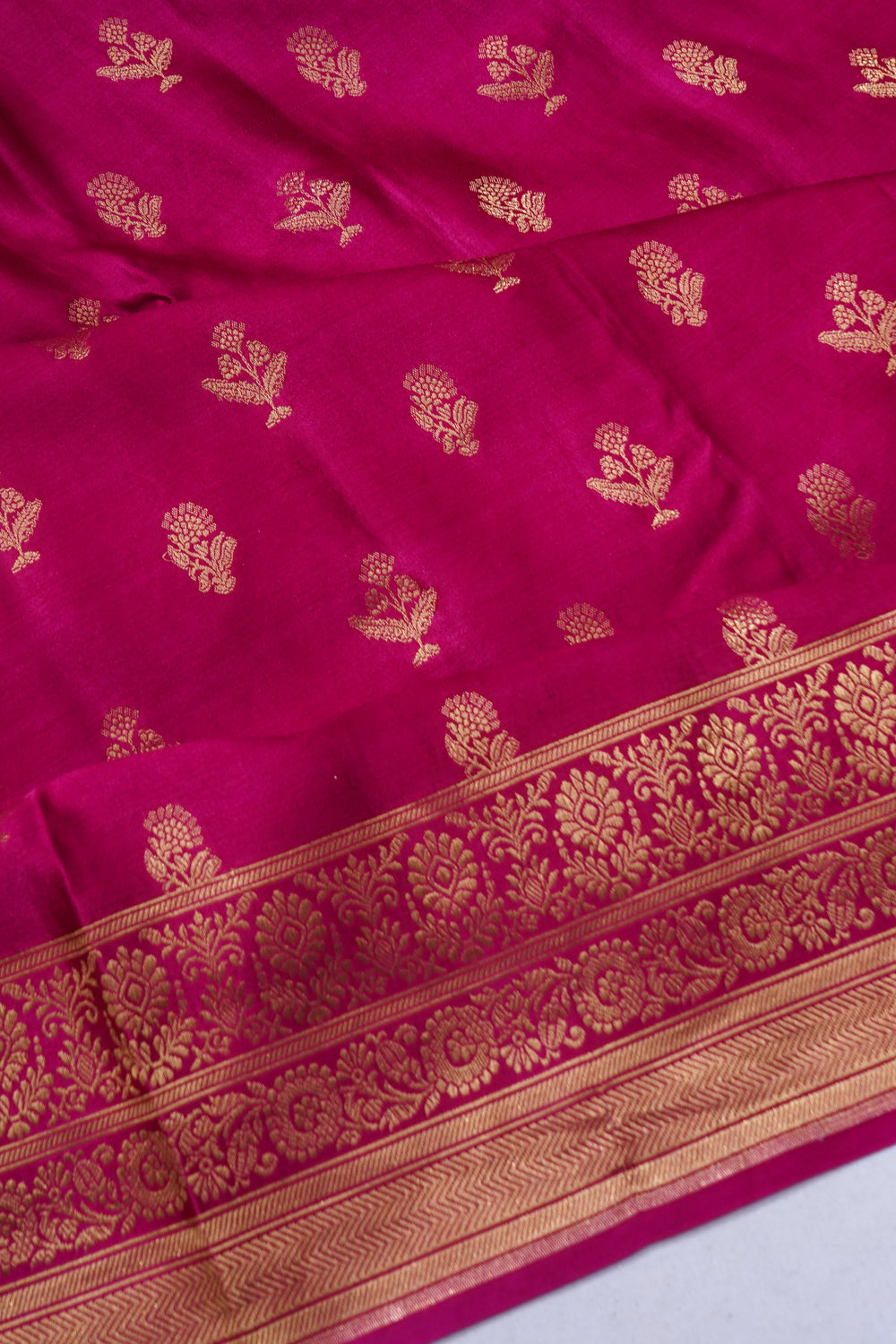 Banarasi Satin Butta Rani Pink Saree