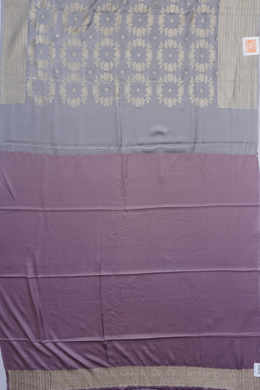 Banarasi Satin Brocade Pastel Grey Saree
