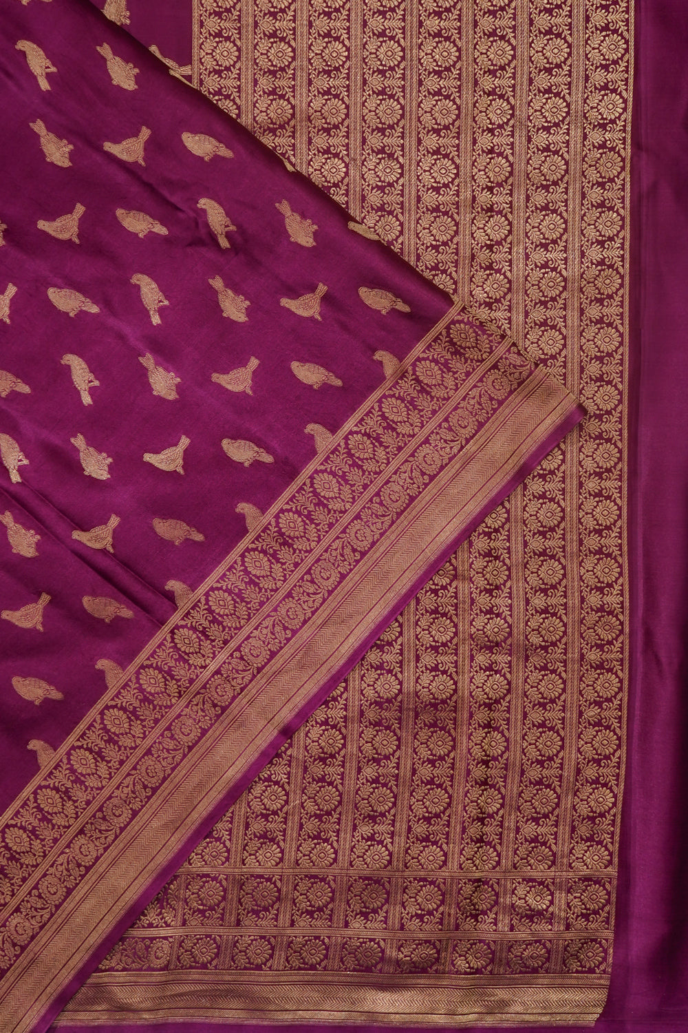 Banarasi Satin Butta Purple Saree