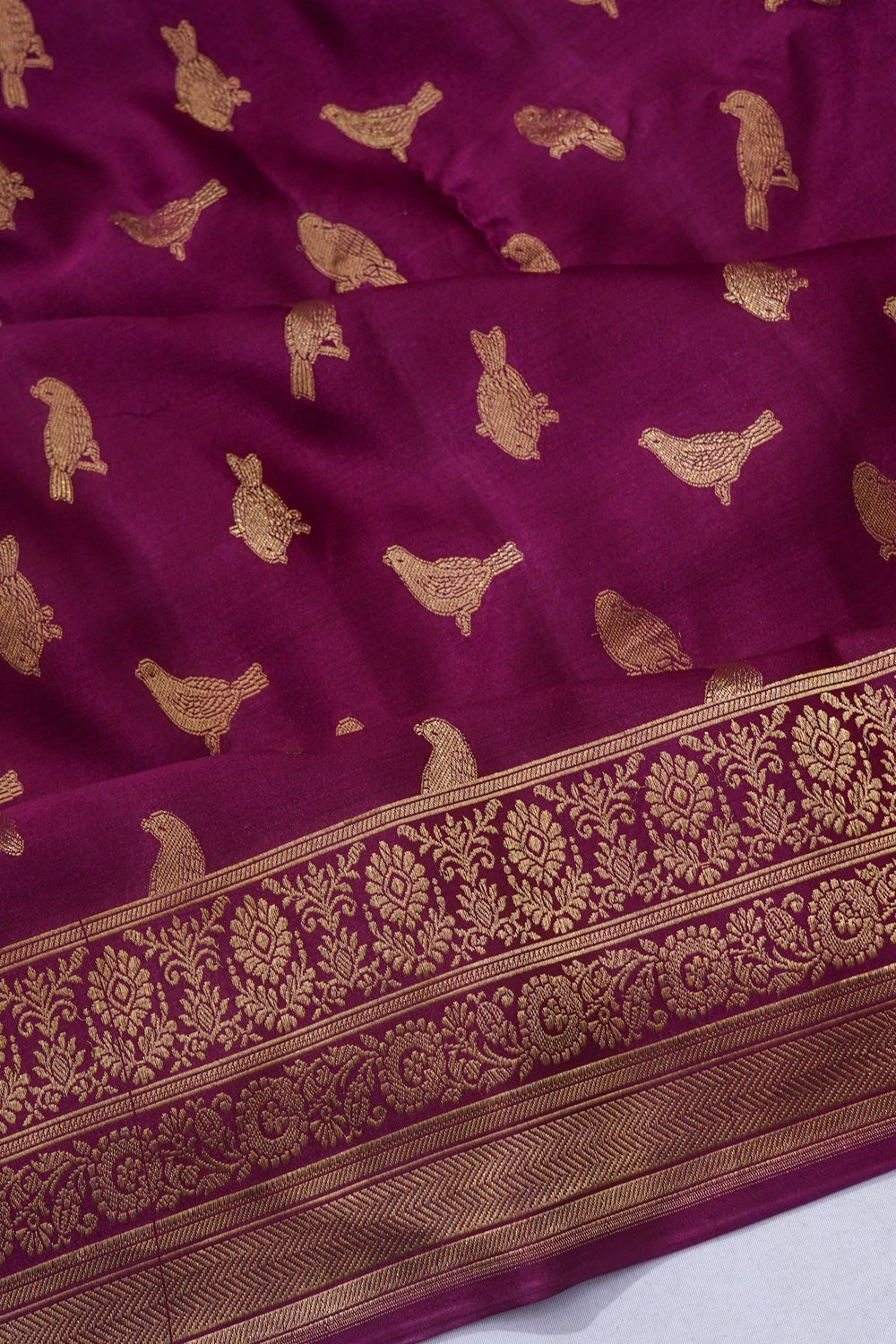 Banarasi Satin Butta Purple Saree