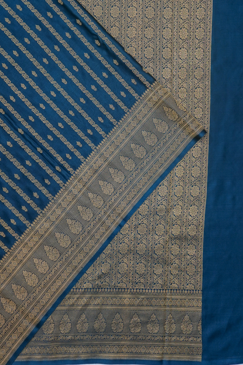 Banarasi Satin Brocade Teal Blue Saree