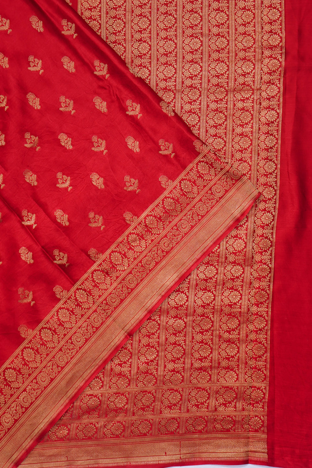 Banarasi Satin Butta Red Saree