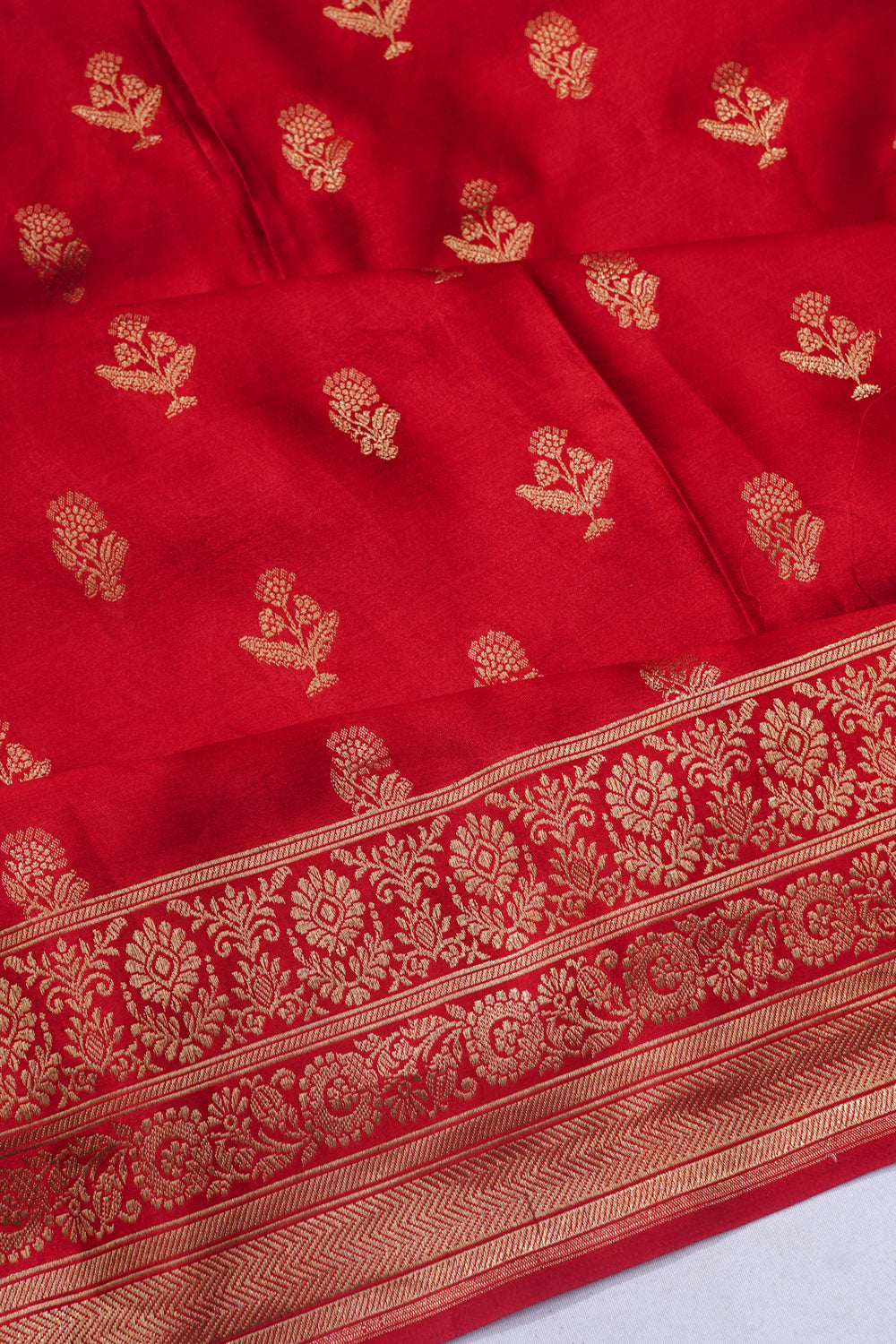 Banarasi Satin Butta Red Saree