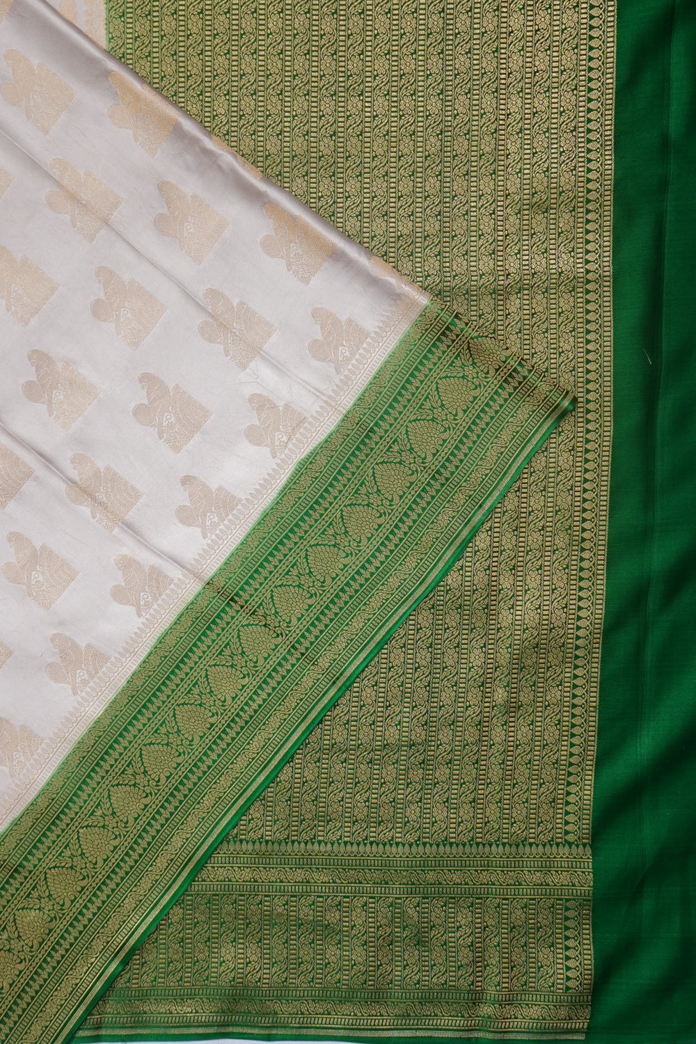 Banarasi Satin Butta Cream Saree