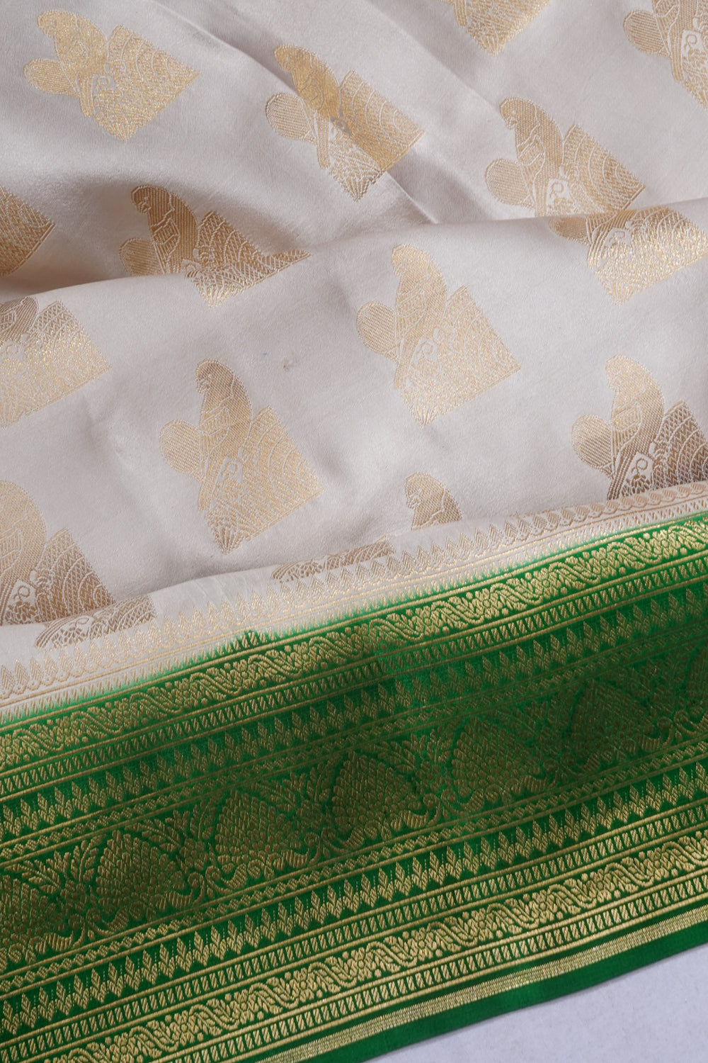 Banarasi Satin Butta Cream Saree