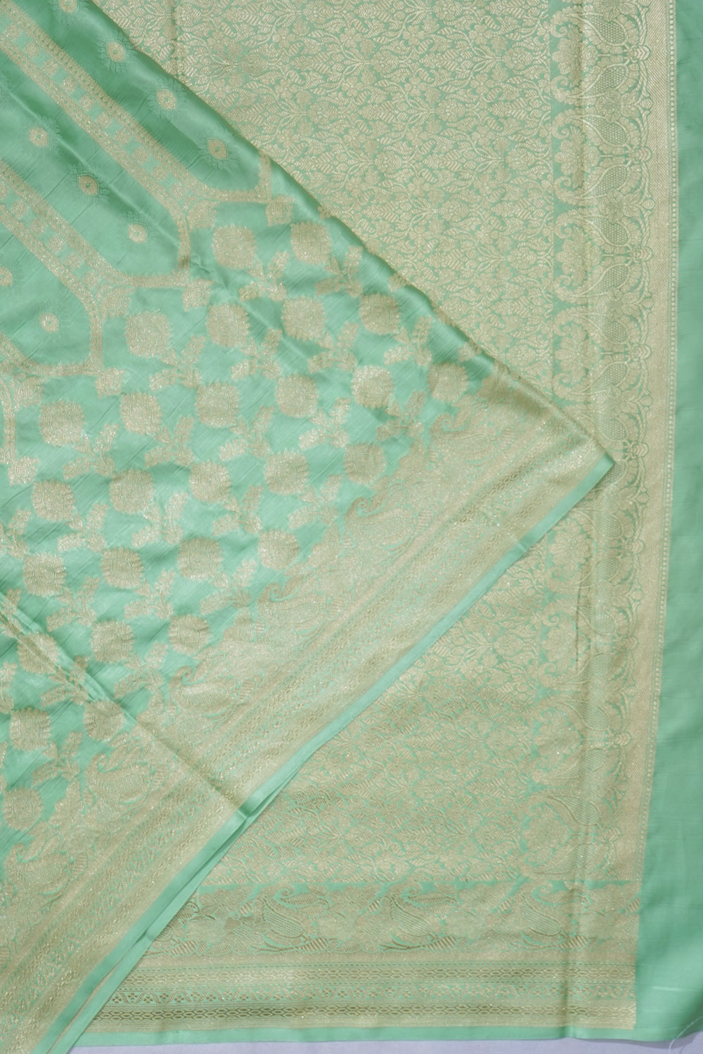 Banarasi Satin Brocade Pastel Green Saree