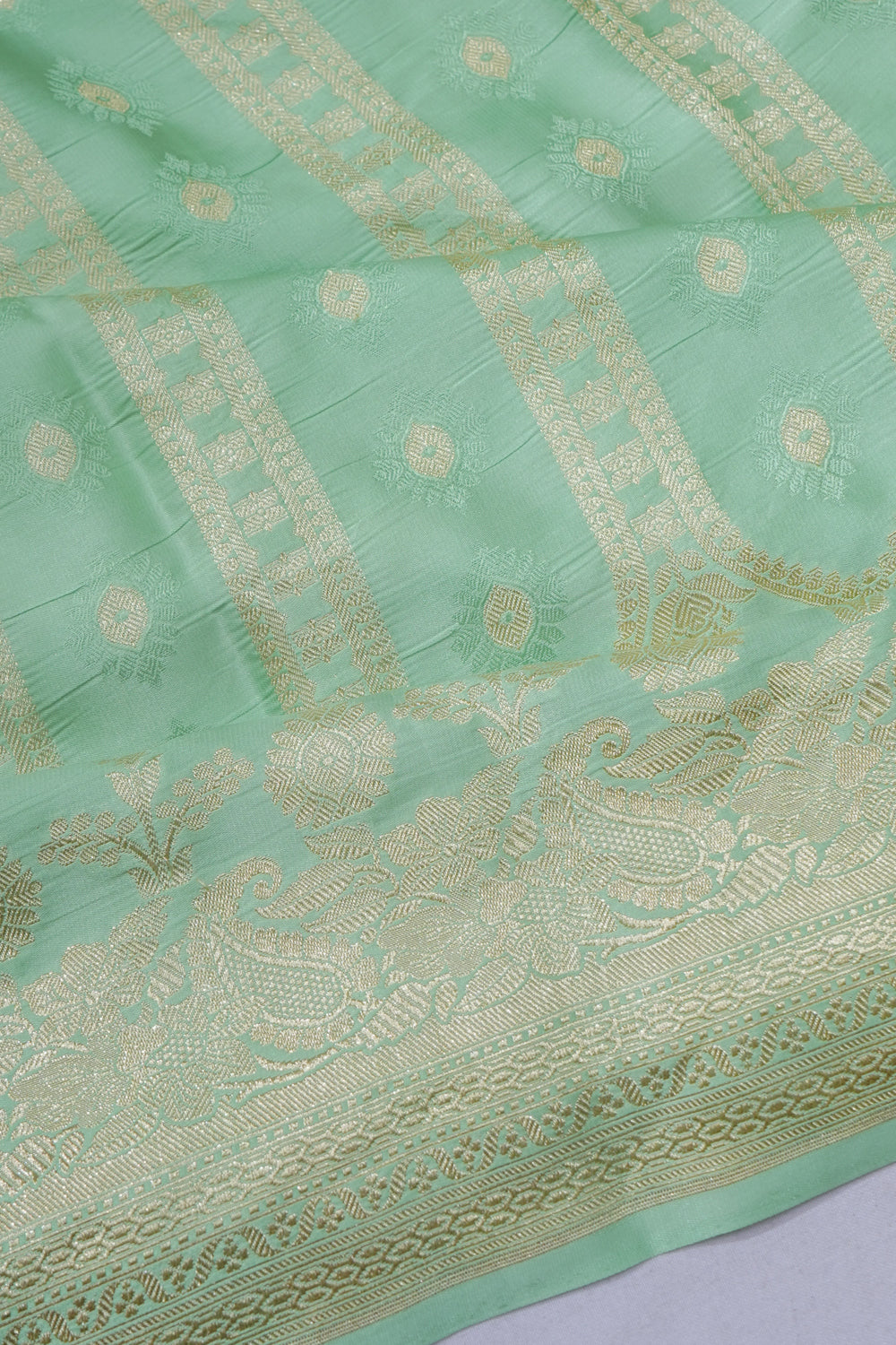 Banarasi Satin Brocade Pastel Green Saree