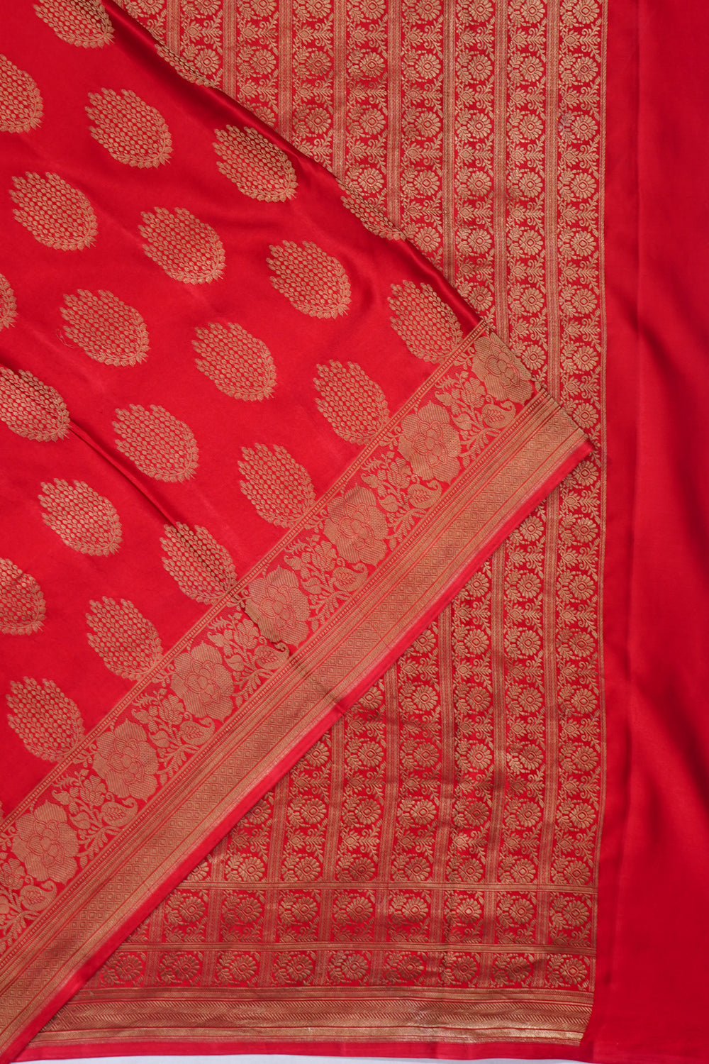 Banarasi Satin Butta Red Saree