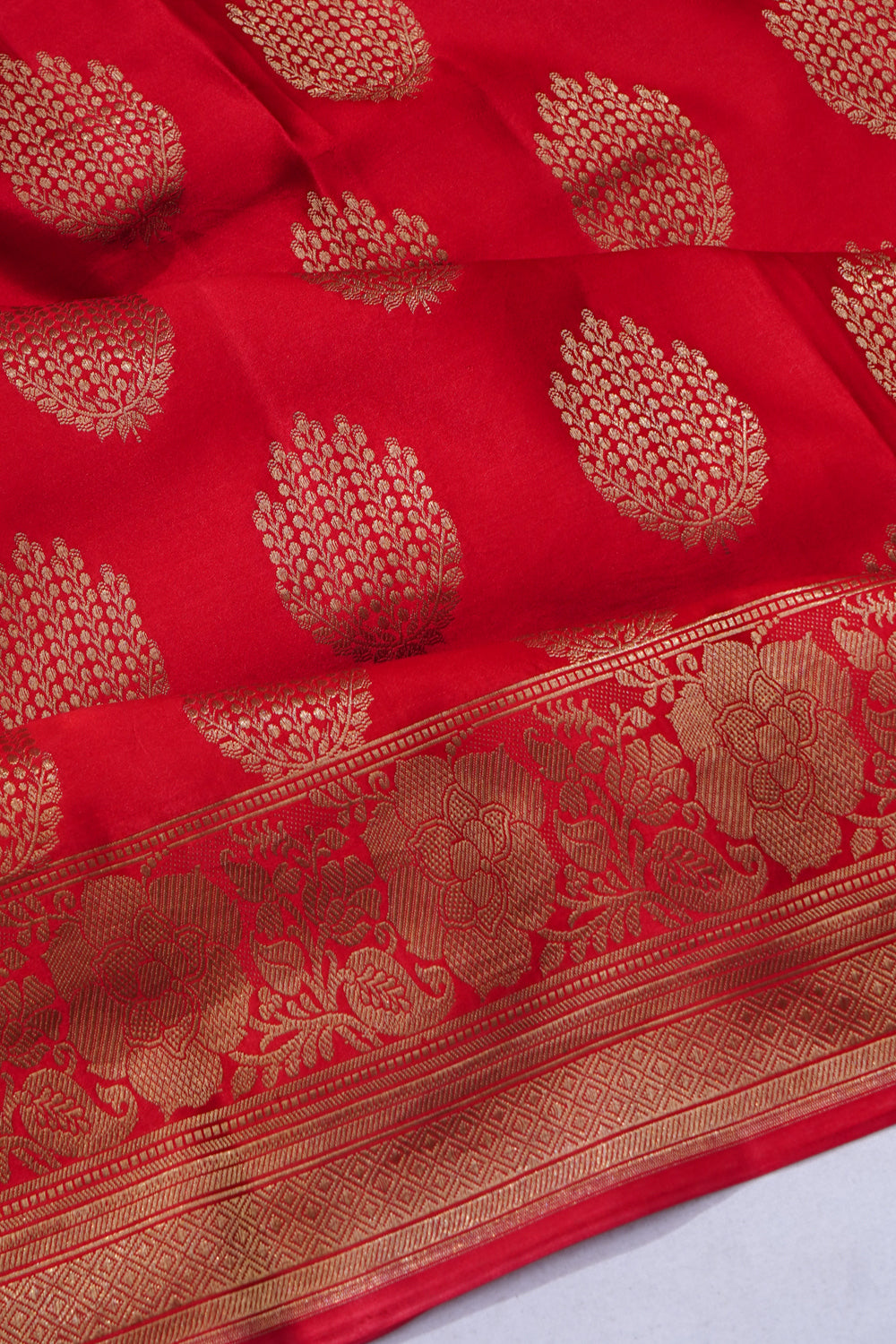 Banarasi Satin Butta Red Saree