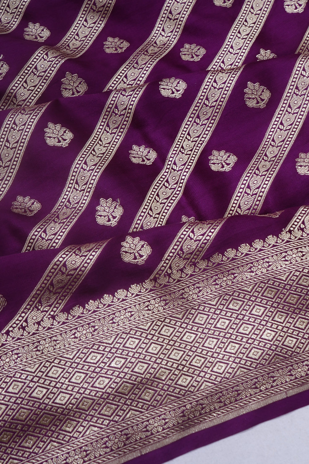 Banarasi Satin Brocade Purple Saree