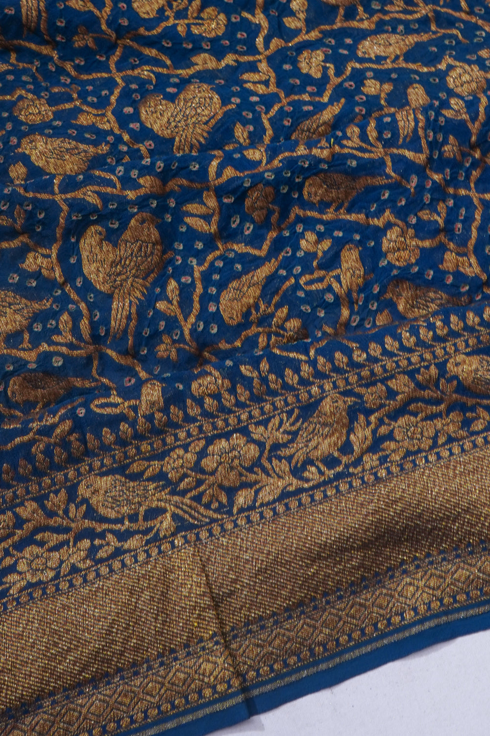 Banarasi Georgette Bandhani Brocade Sea Green Saree