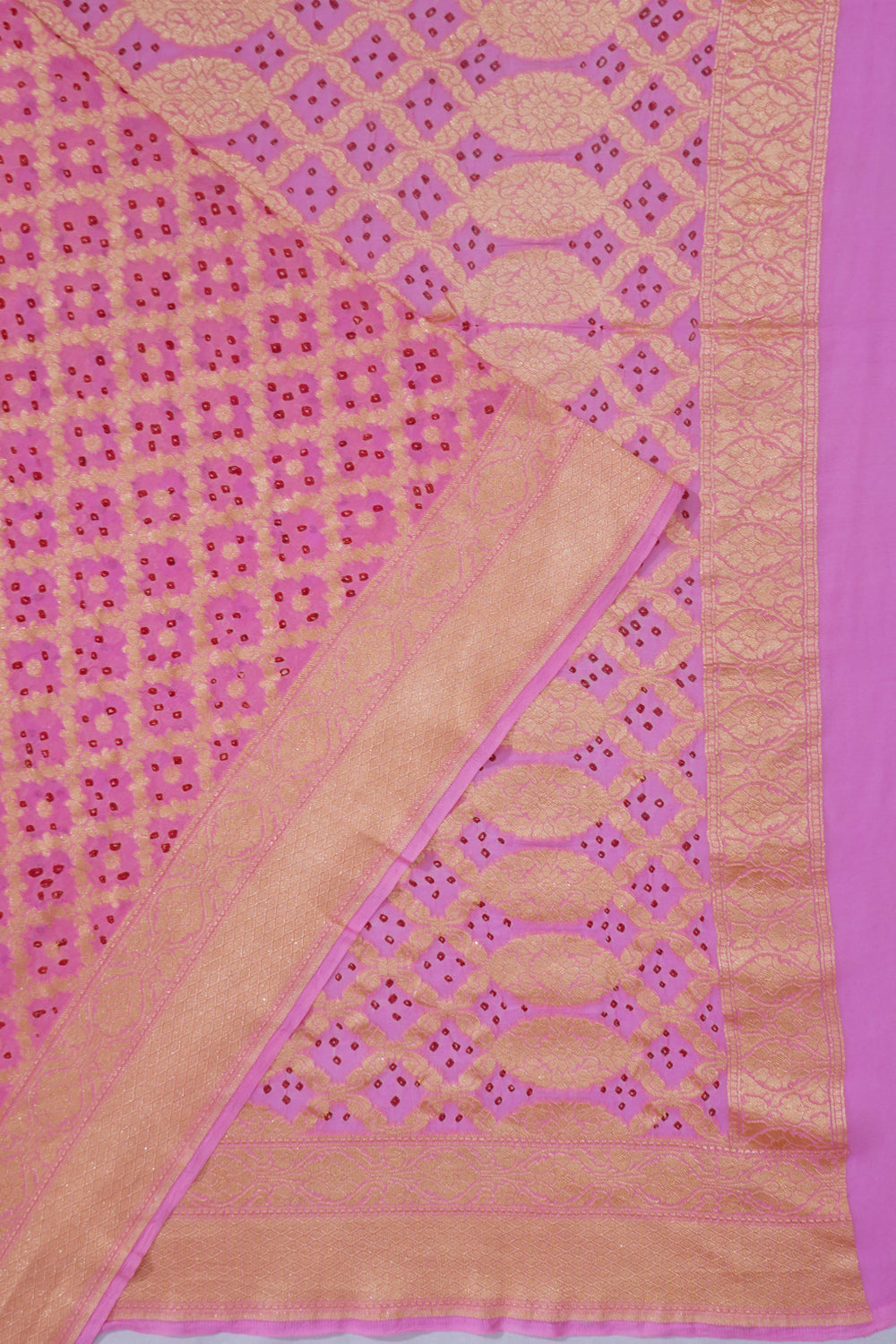 Banarasi Georgette Bandhani Brocade Pink Saree
