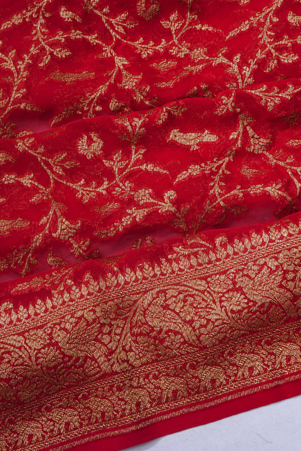 Banarasi Georgette Brocade Red Saree