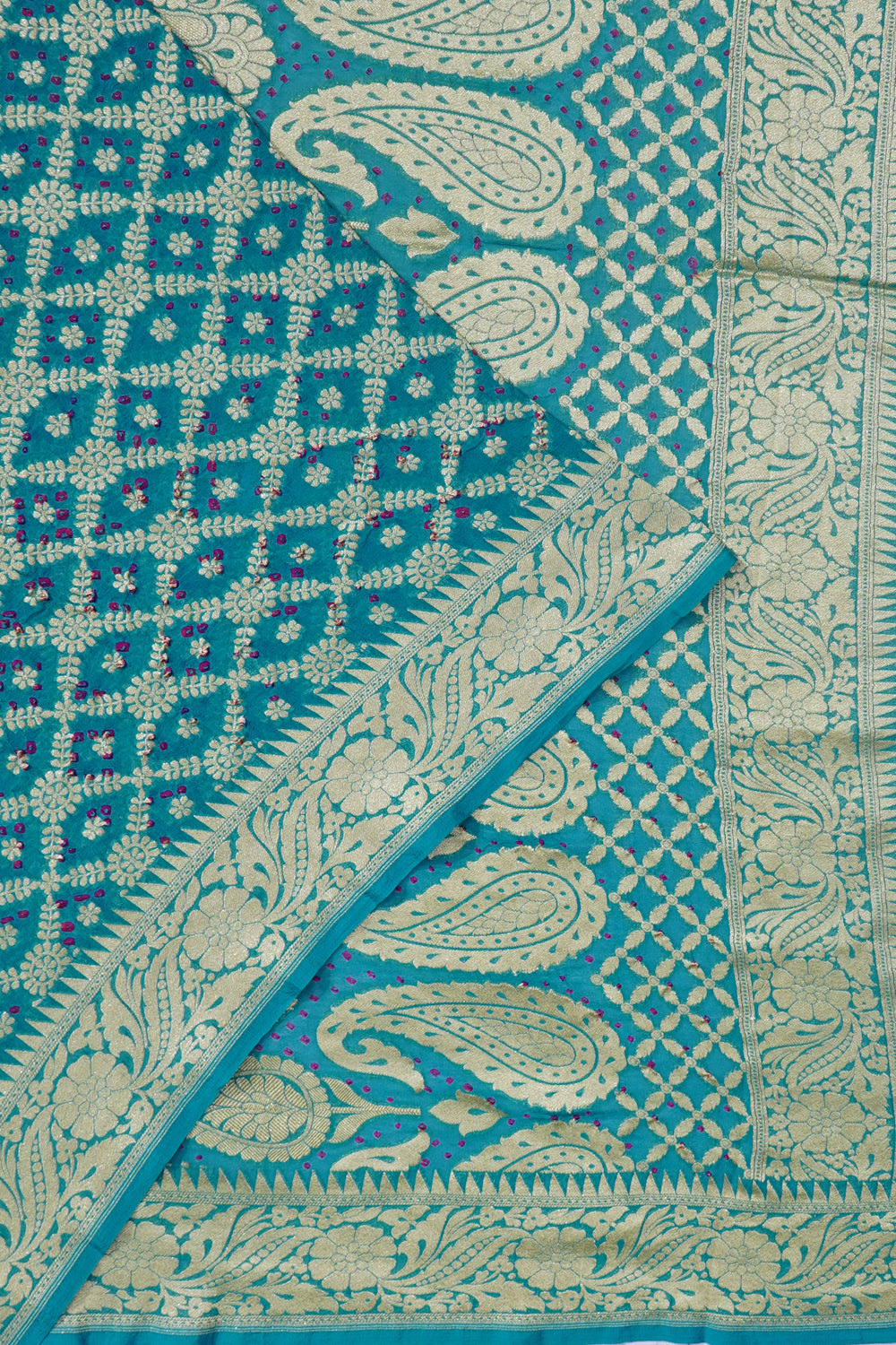 Banarasi Georgette Bandhani Sea Green Saree
