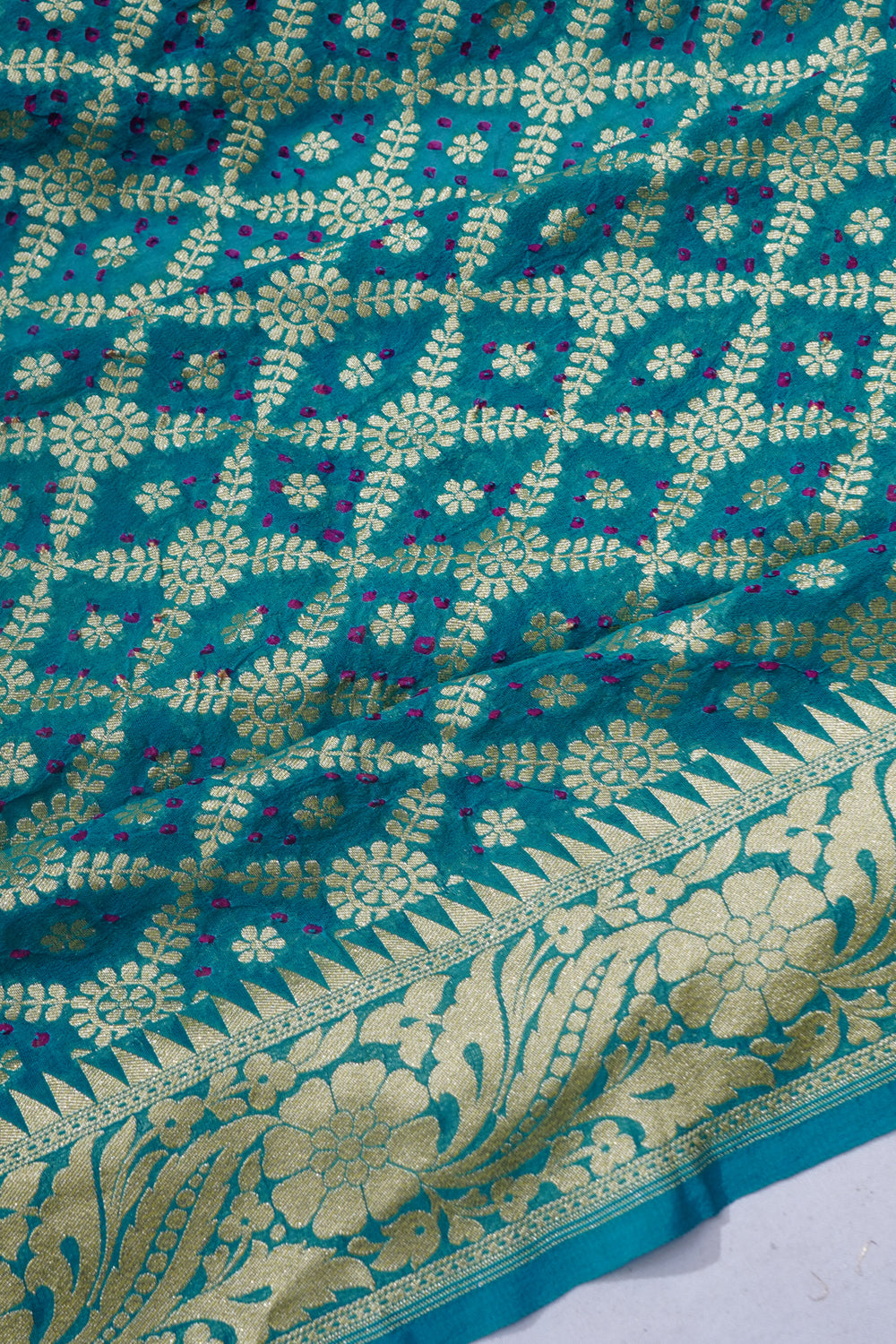 Banarasi Georgette Bandhani Sea Green Saree