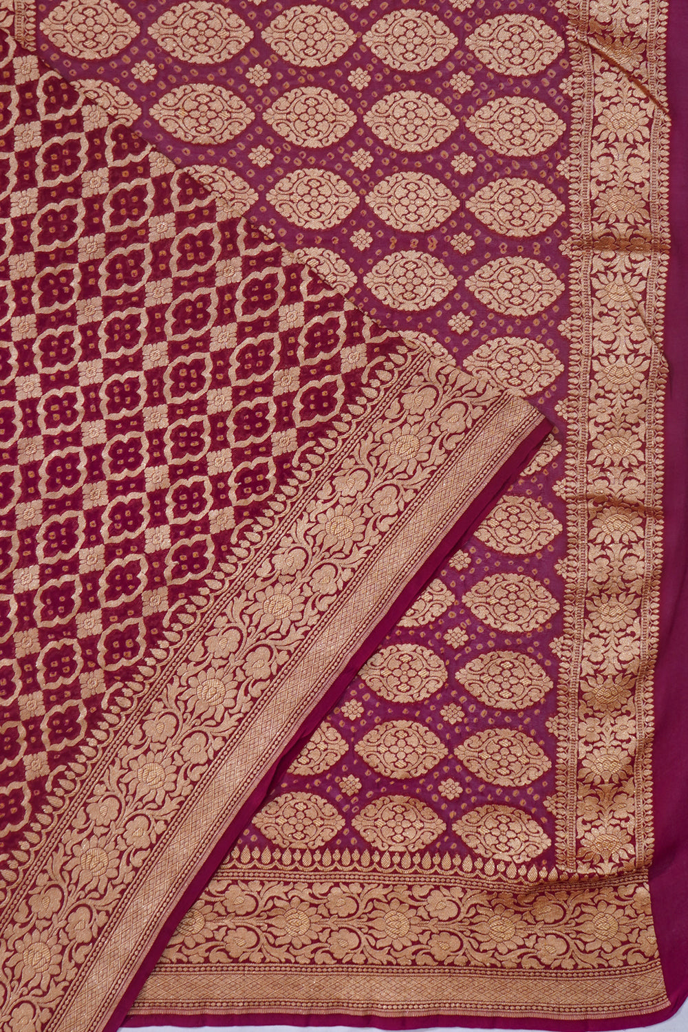 Banarasi Georgette Bandhani Brocade Purple Saree