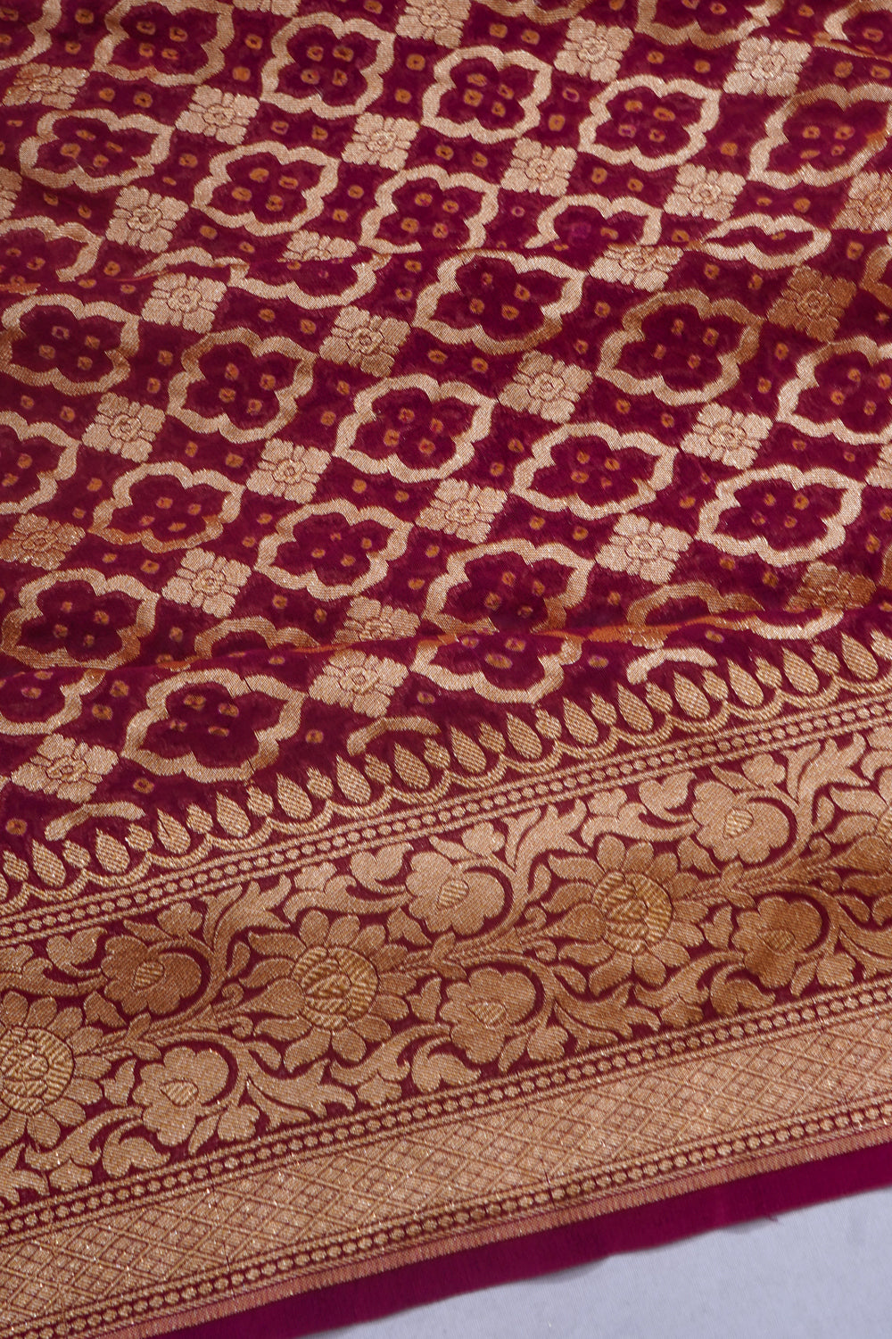 Banarasi Georgette Bandhani Brocade Purple Saree