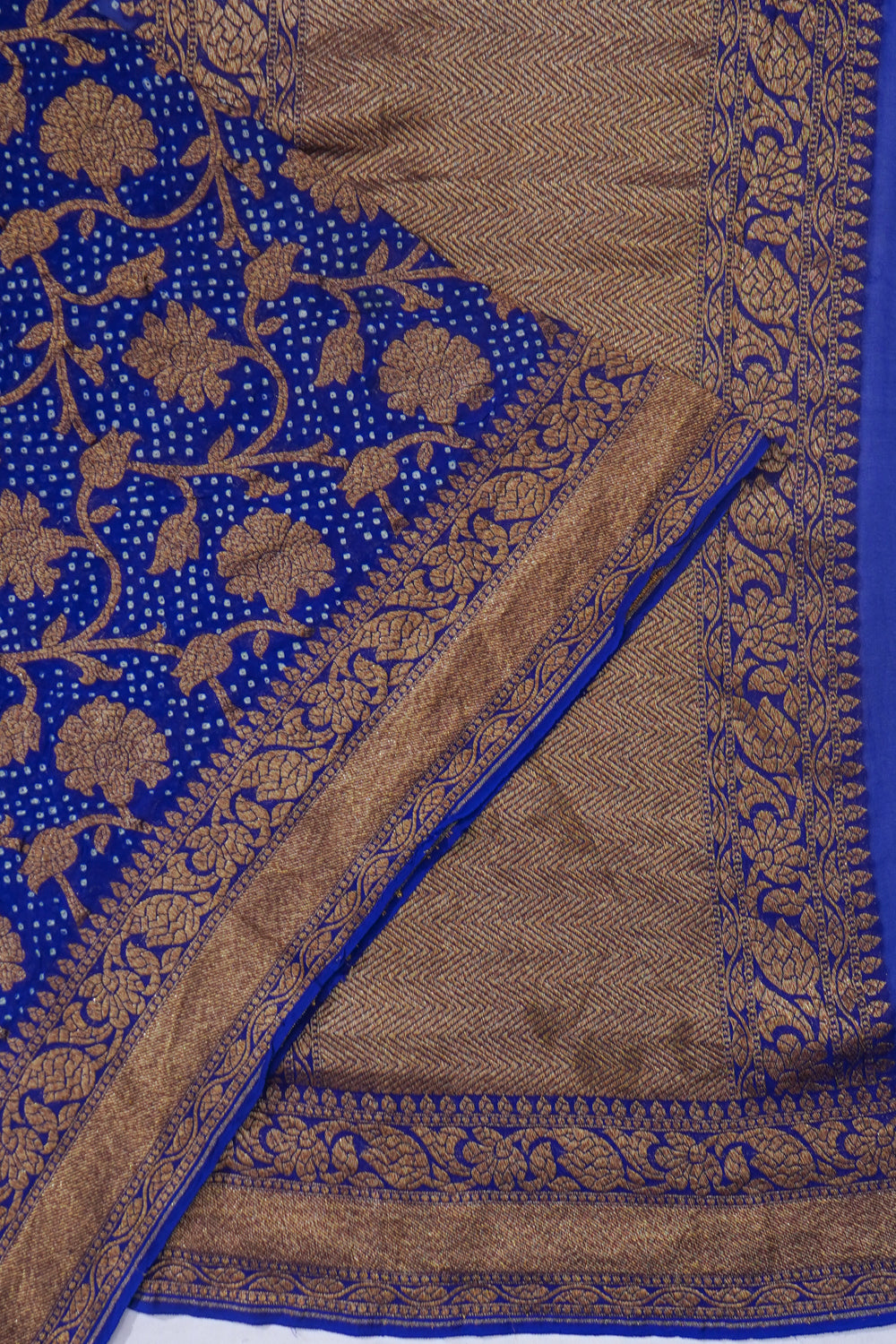 Banarasi Georgette Bandhani Royal Blue Saree