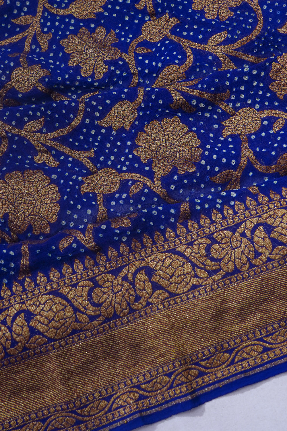 Banarasi Georgette Bandhani Royal Blue Saree