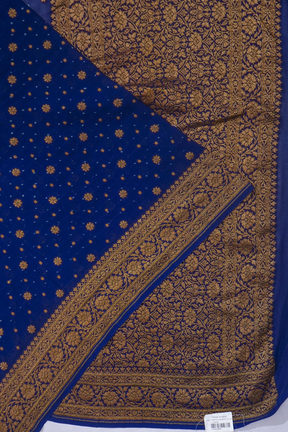 Banarasi Georgette Bandhani Brocade Dark Blue Saree